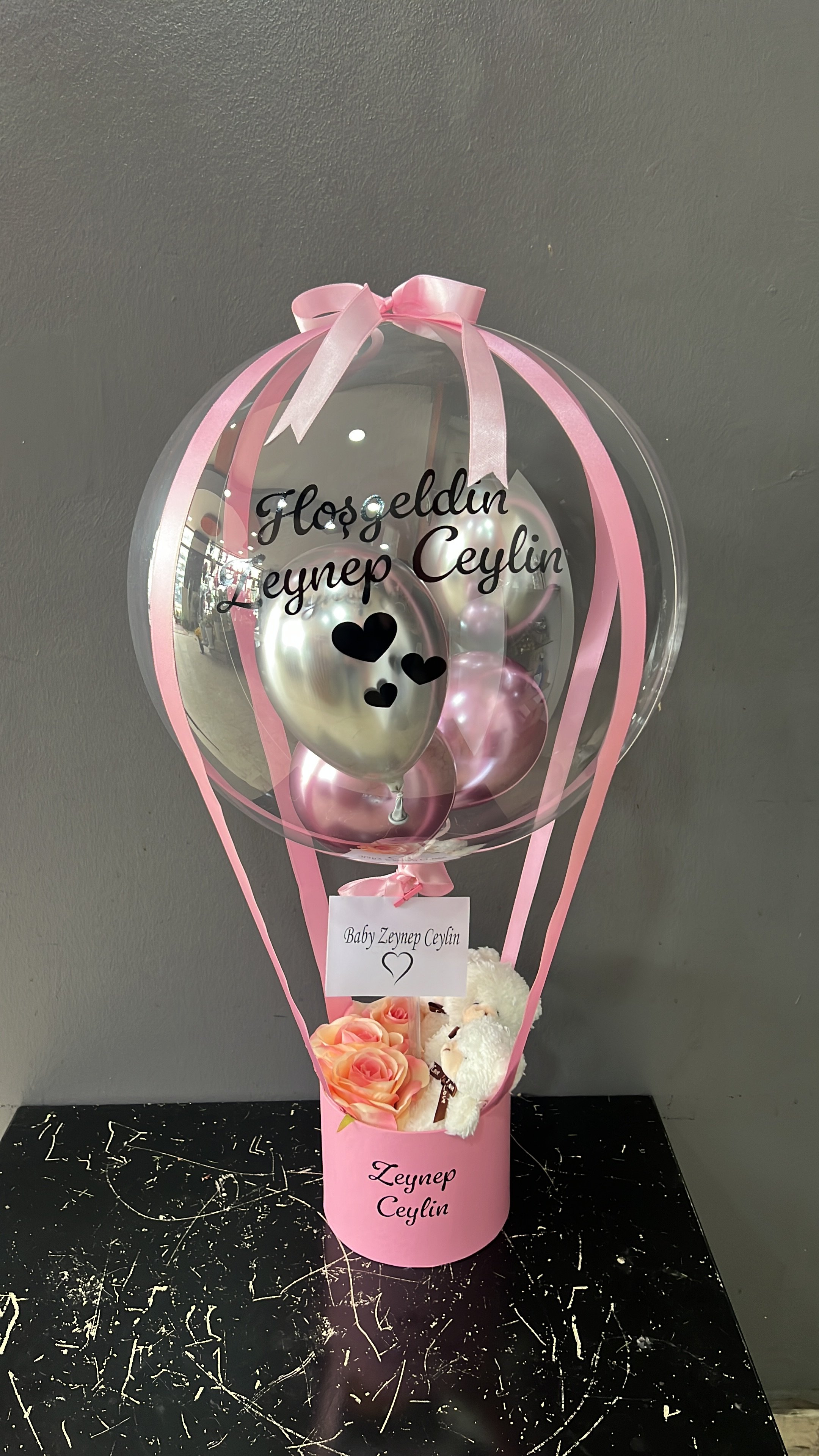 Yenidoğan Ayıcıklı Bebek Hediyesi Balon Kutusu