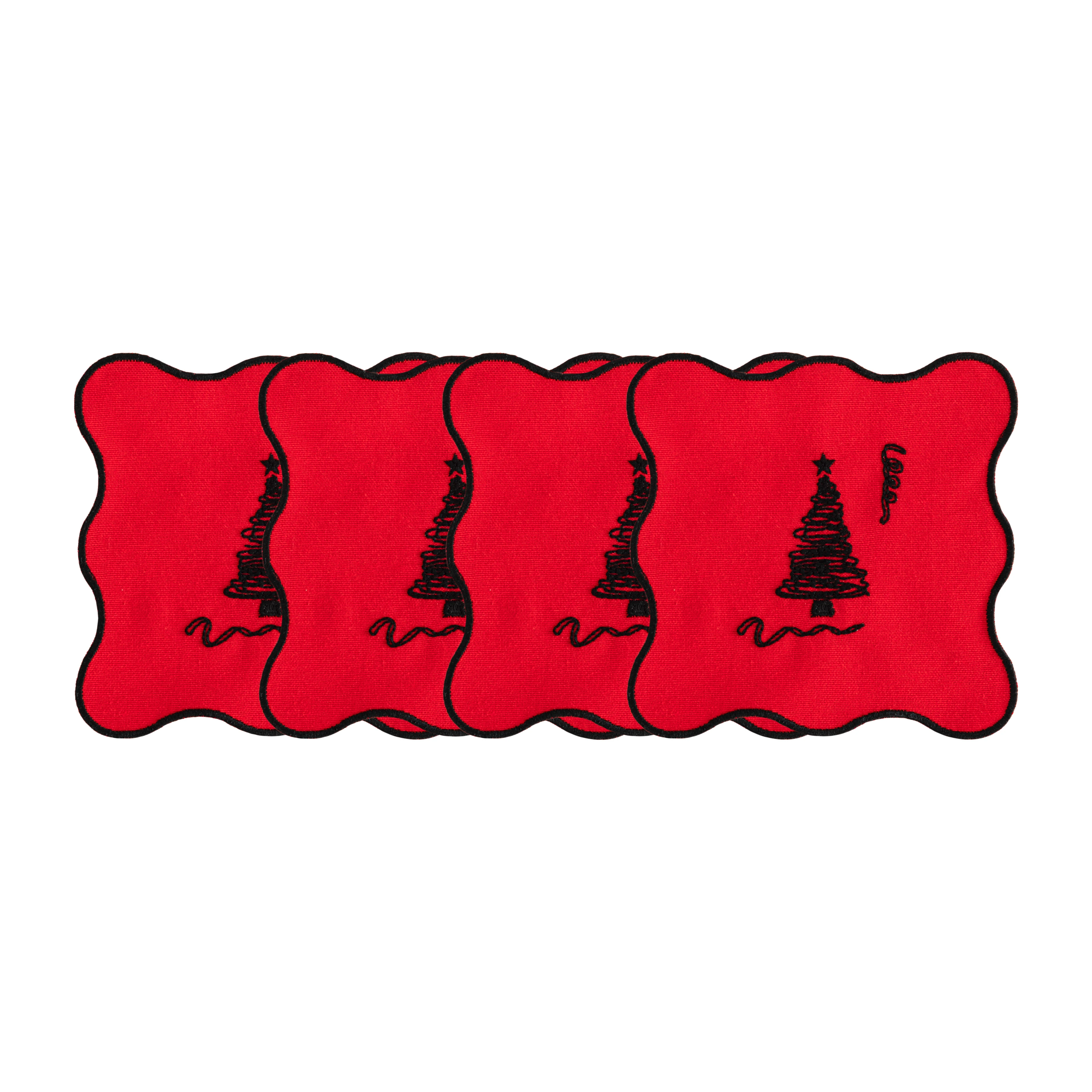 Holiday Collection Bardak Altlığı 4Lü Kırmızı