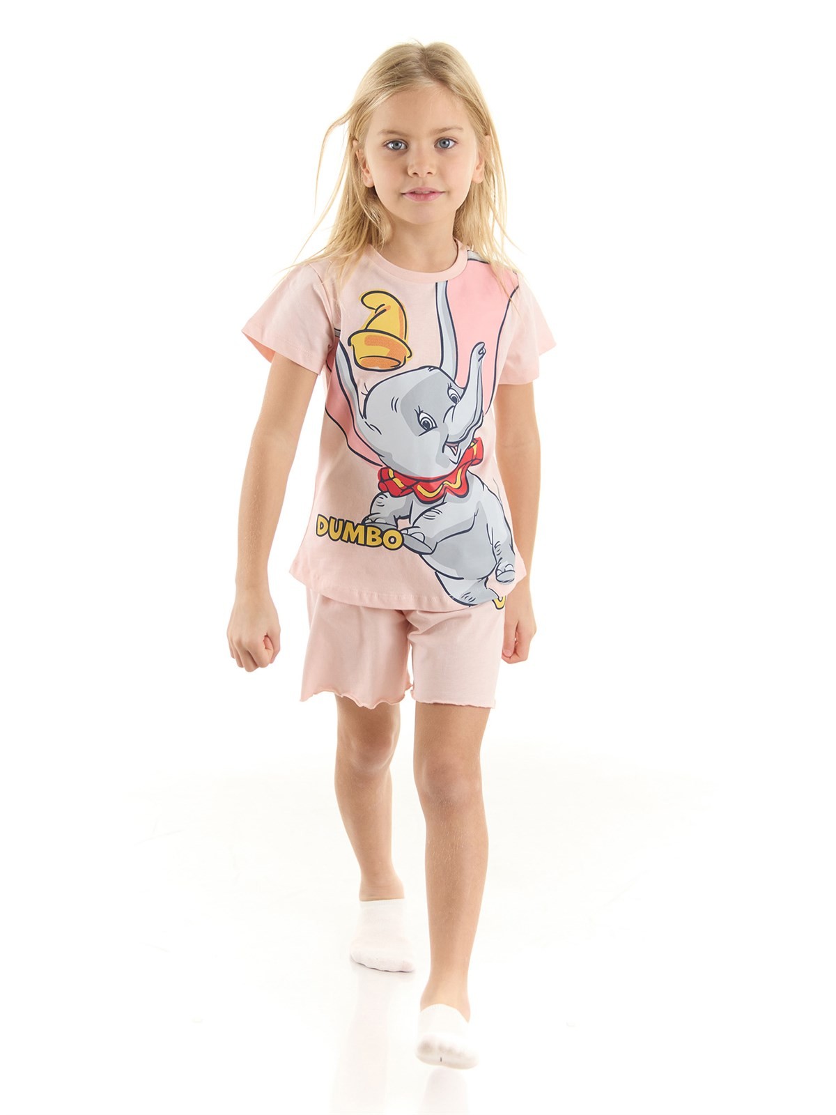 Dumbo Lisanslı Kız Çocuk Tişört ve Şortlu Pijama Takımı 20974
