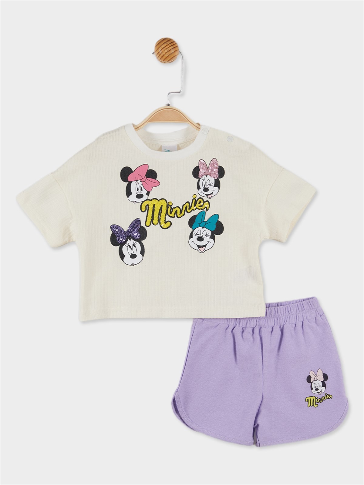 Disney Minnie Mouse Lisanslı Kız Bebek Tişört ve Şort 2'li Takım 20927