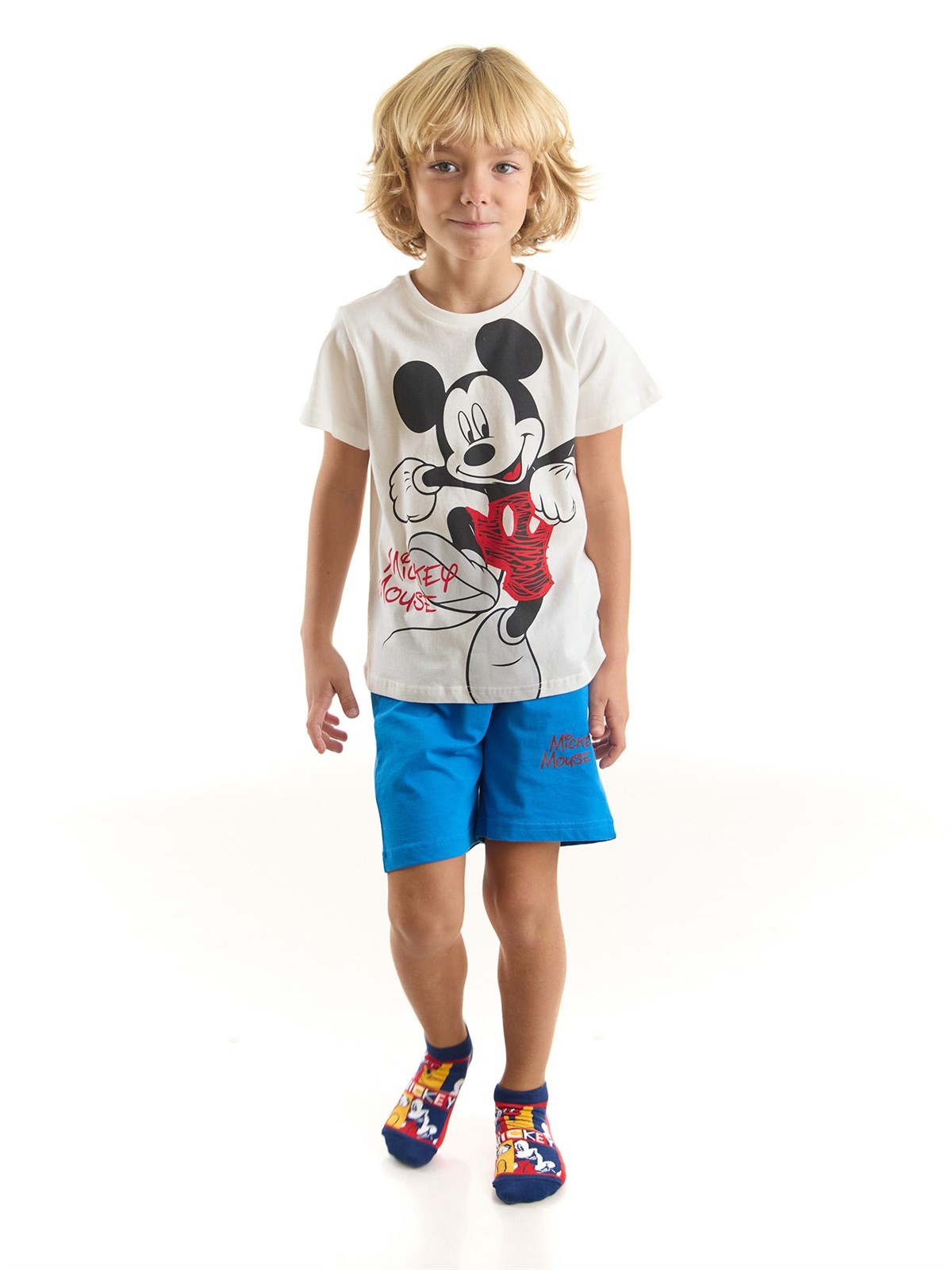 Mickey Mouse Lisanslı Erkek Çocuk Tişört ve Şortlu Pijama Takımı 20980