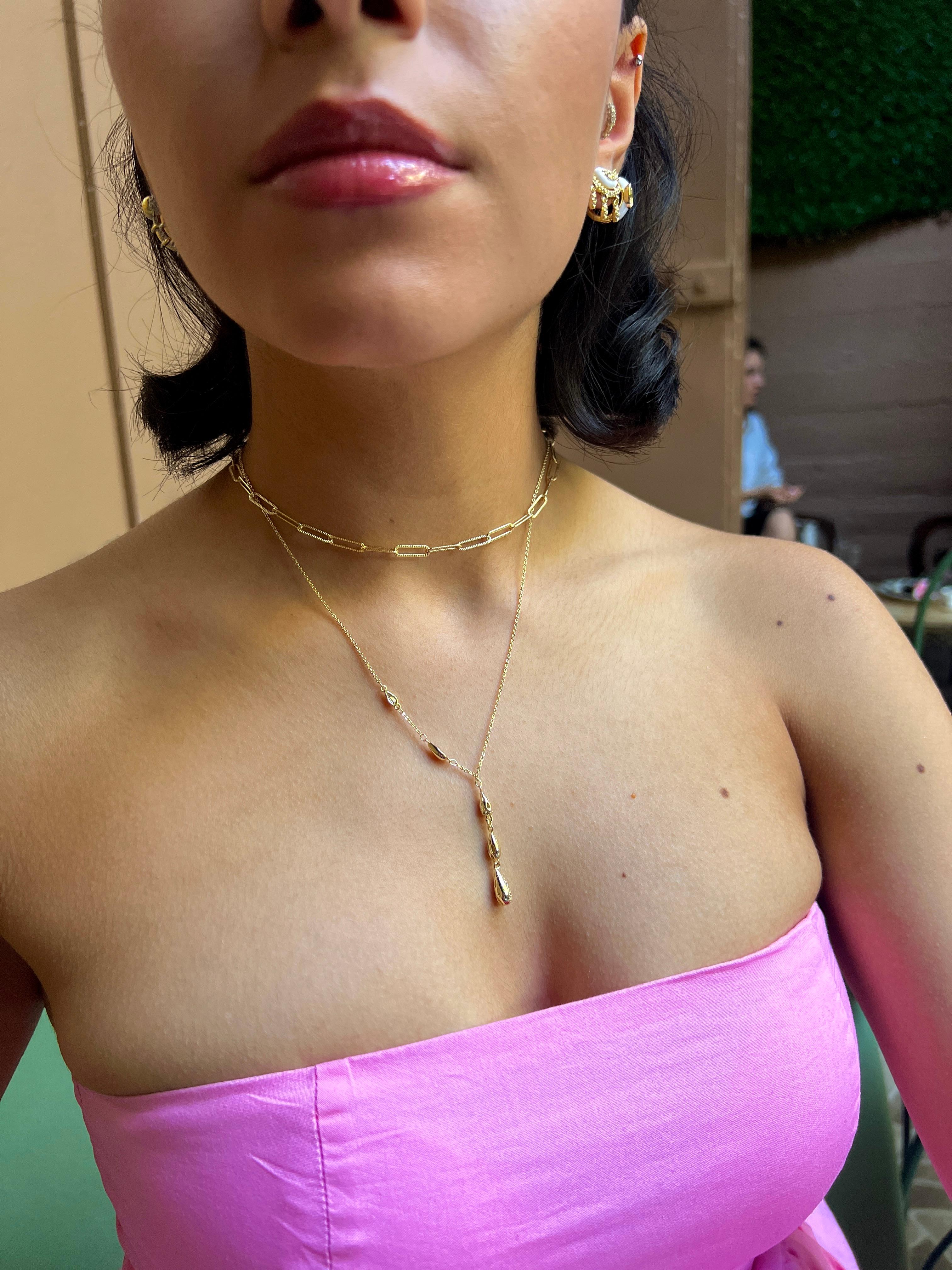Özel seri damla model zirkon taşlı kolye gold