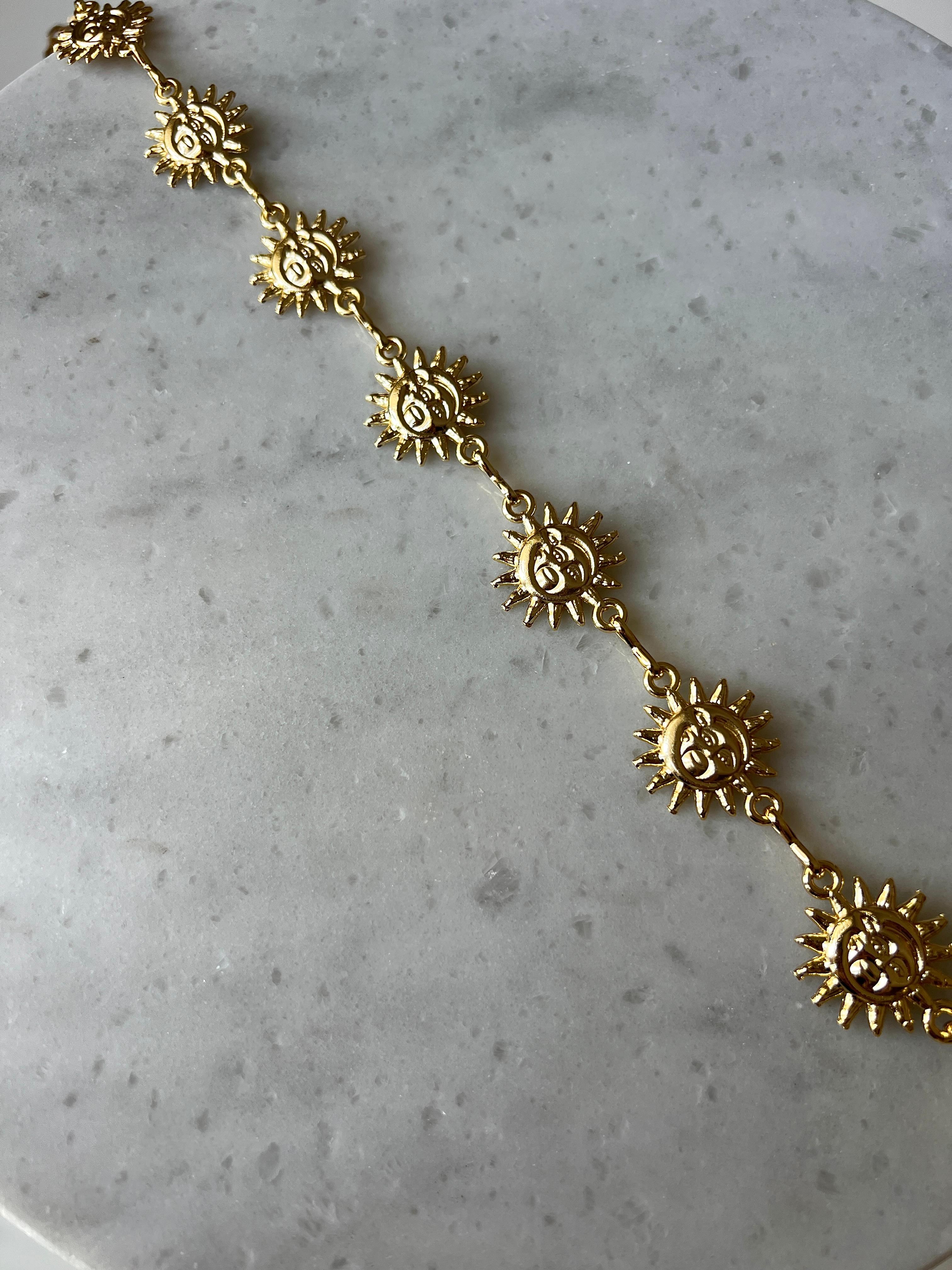 Güneş detay zincir kemer 14K gold