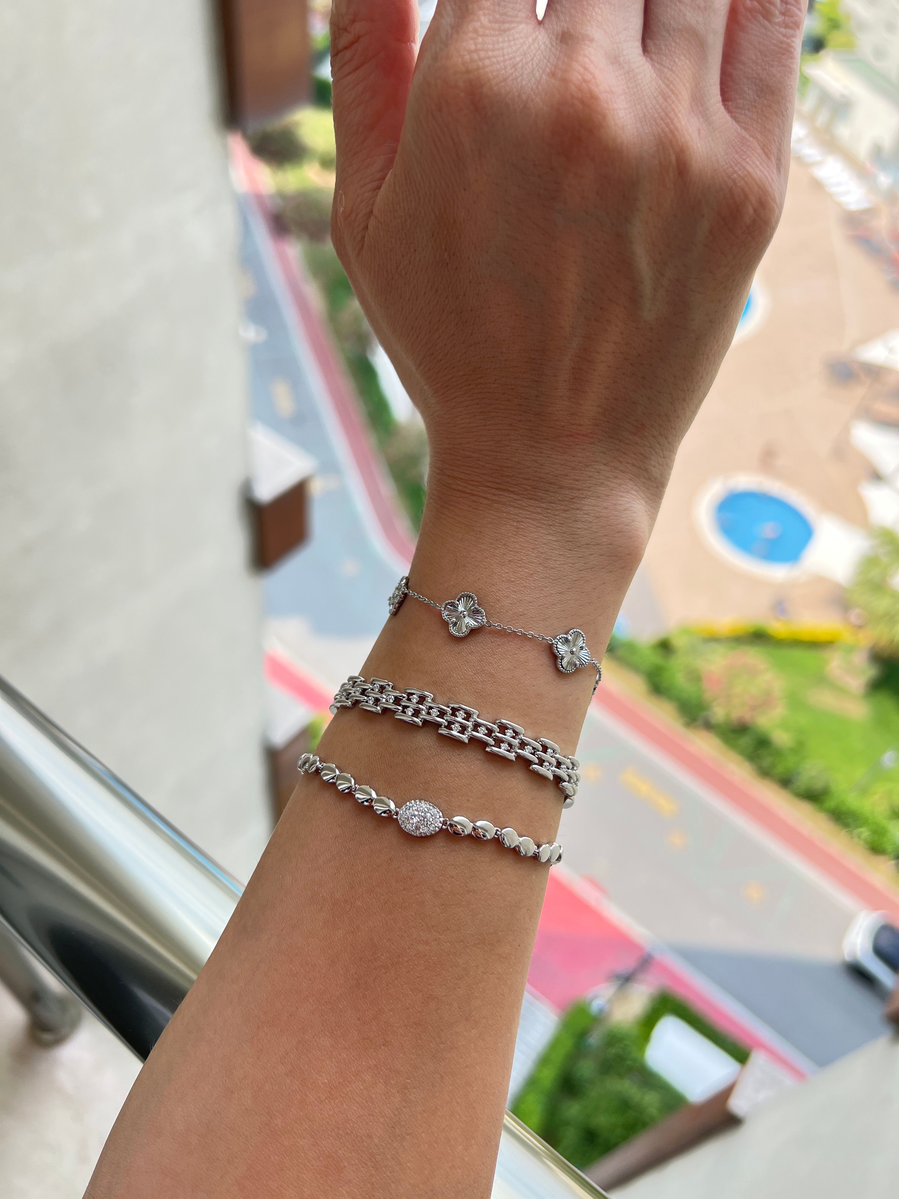 Özel seri 5li yonca bileklik gümüş