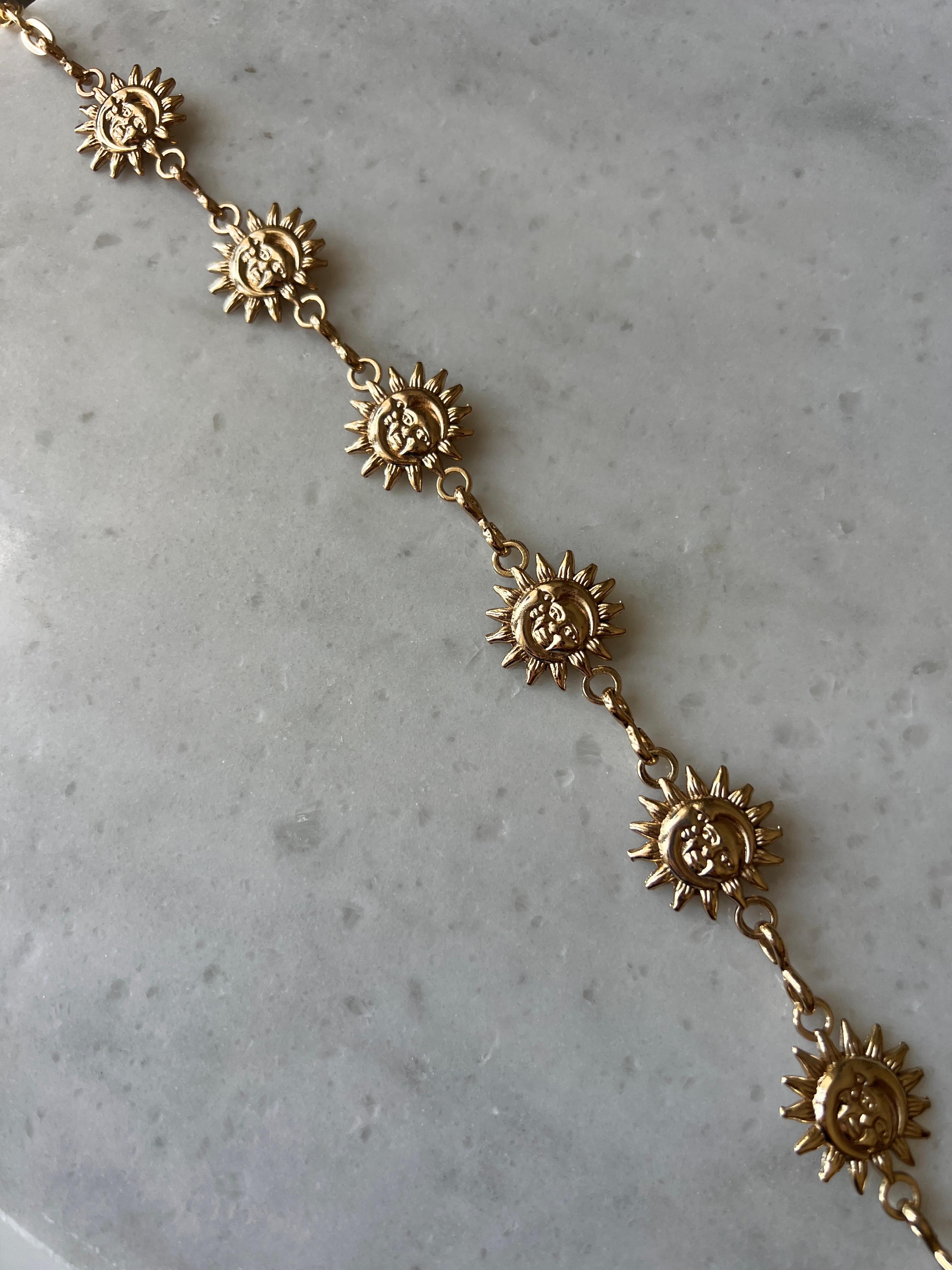 Güneş detay zincir kemer 18K gold