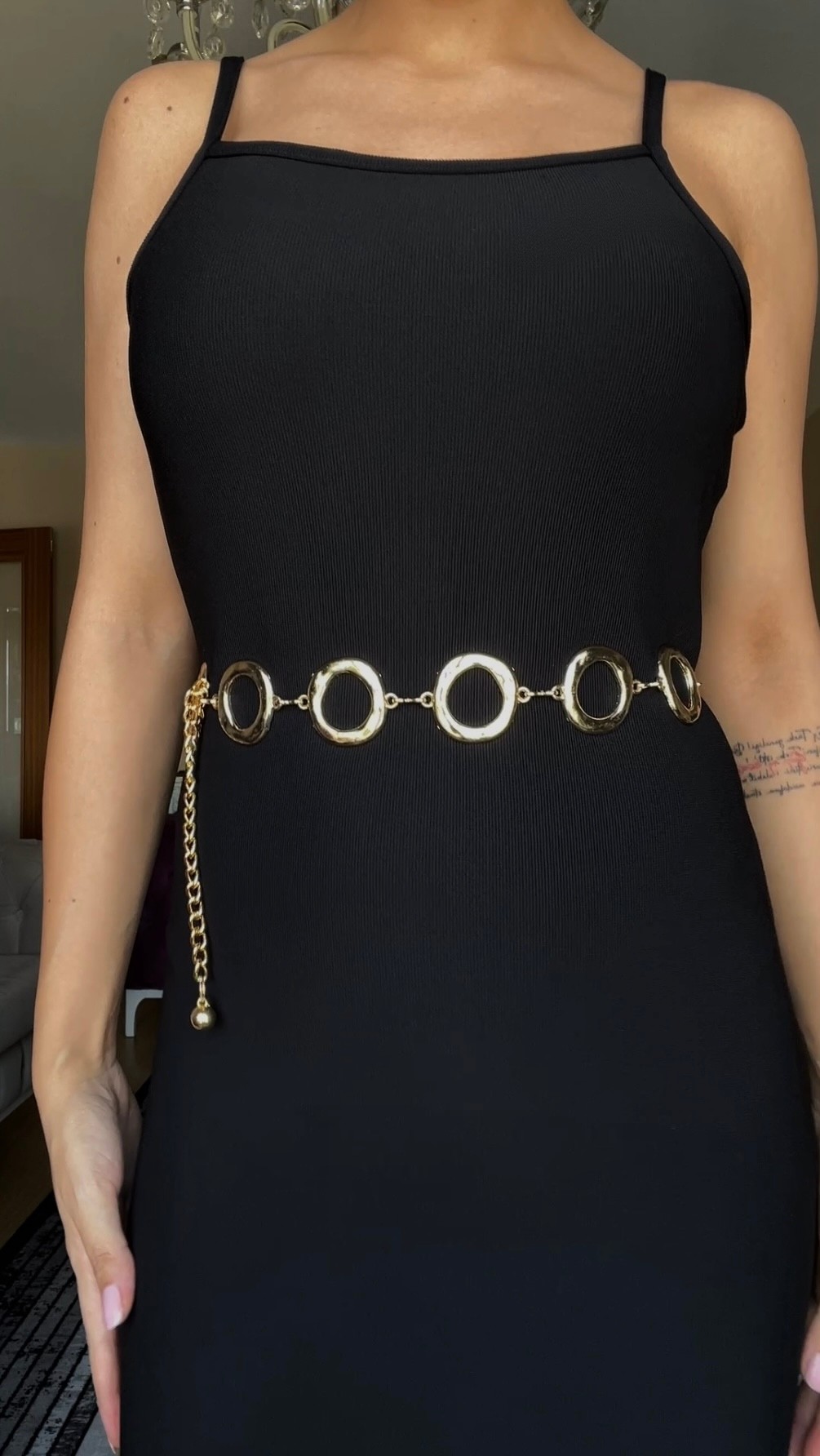 Yuvarlak halka detay zincir kemer 18K gold