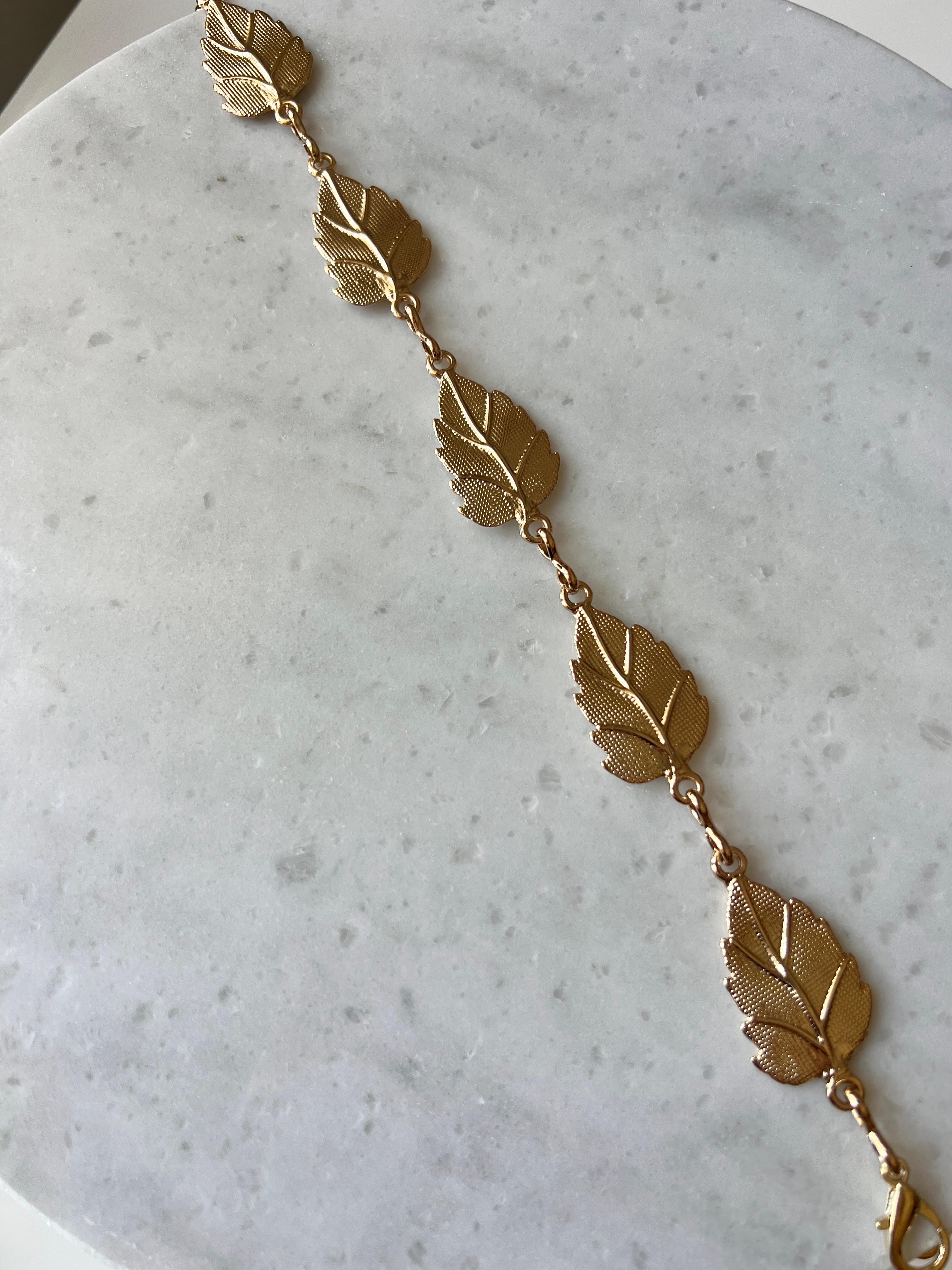 Yaprak detay zincir kemer 18K gold