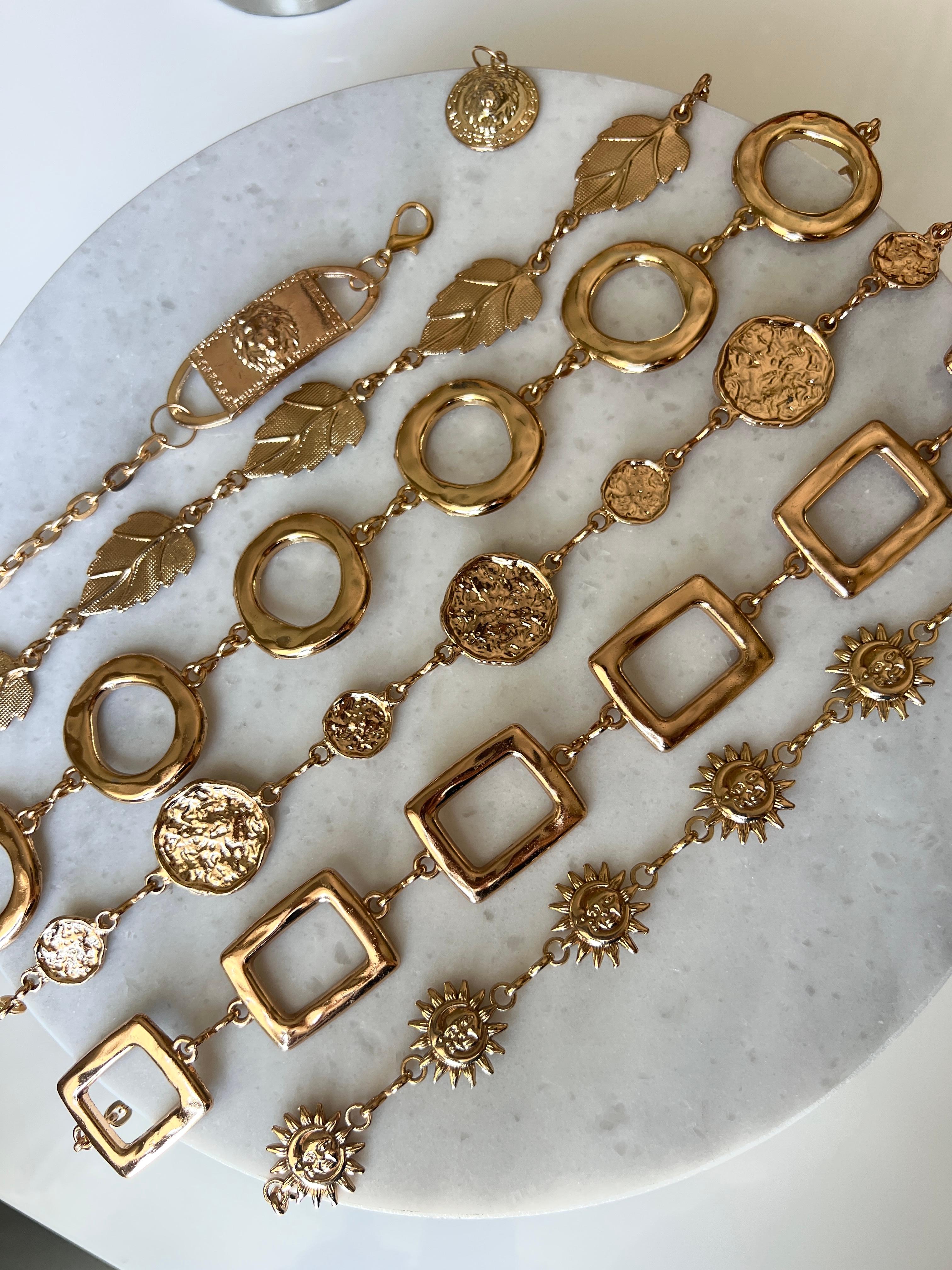 Kare detay zincir kemer 18K gold