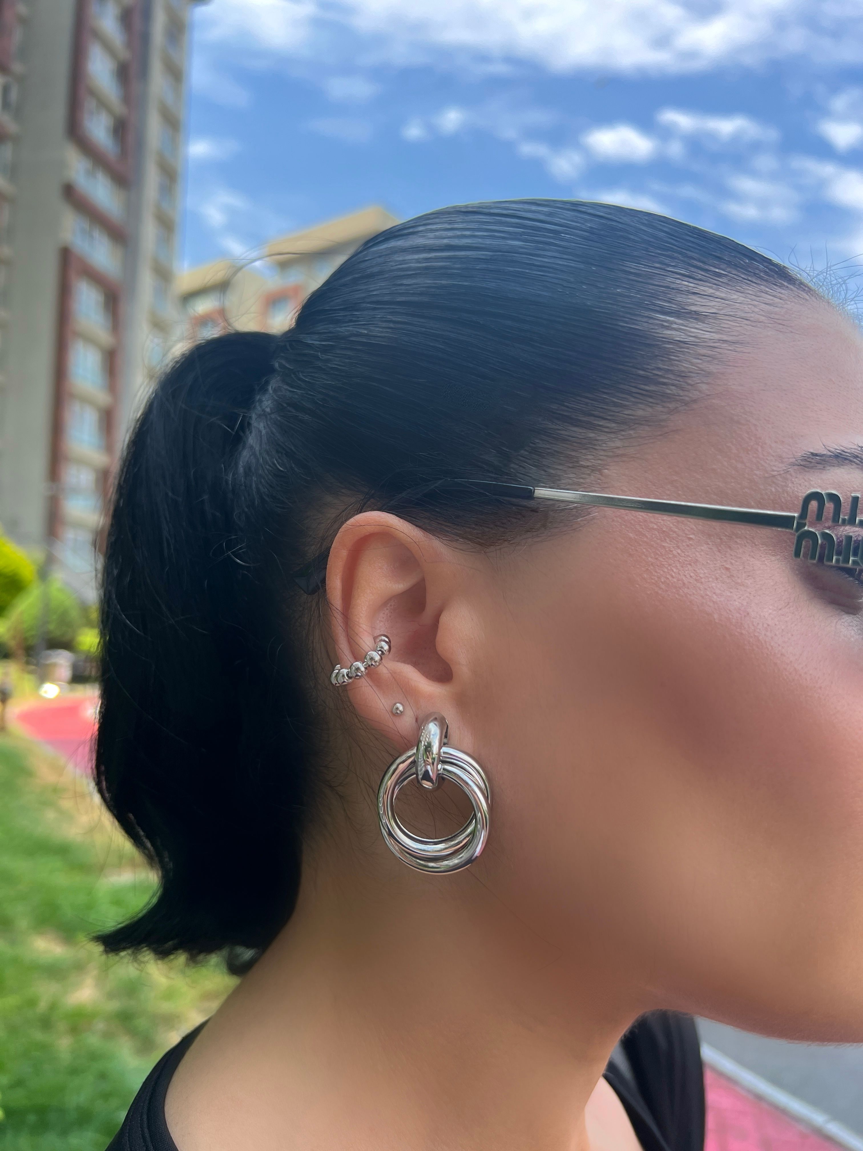 Özel seri marka model sarmal küpe gümüş