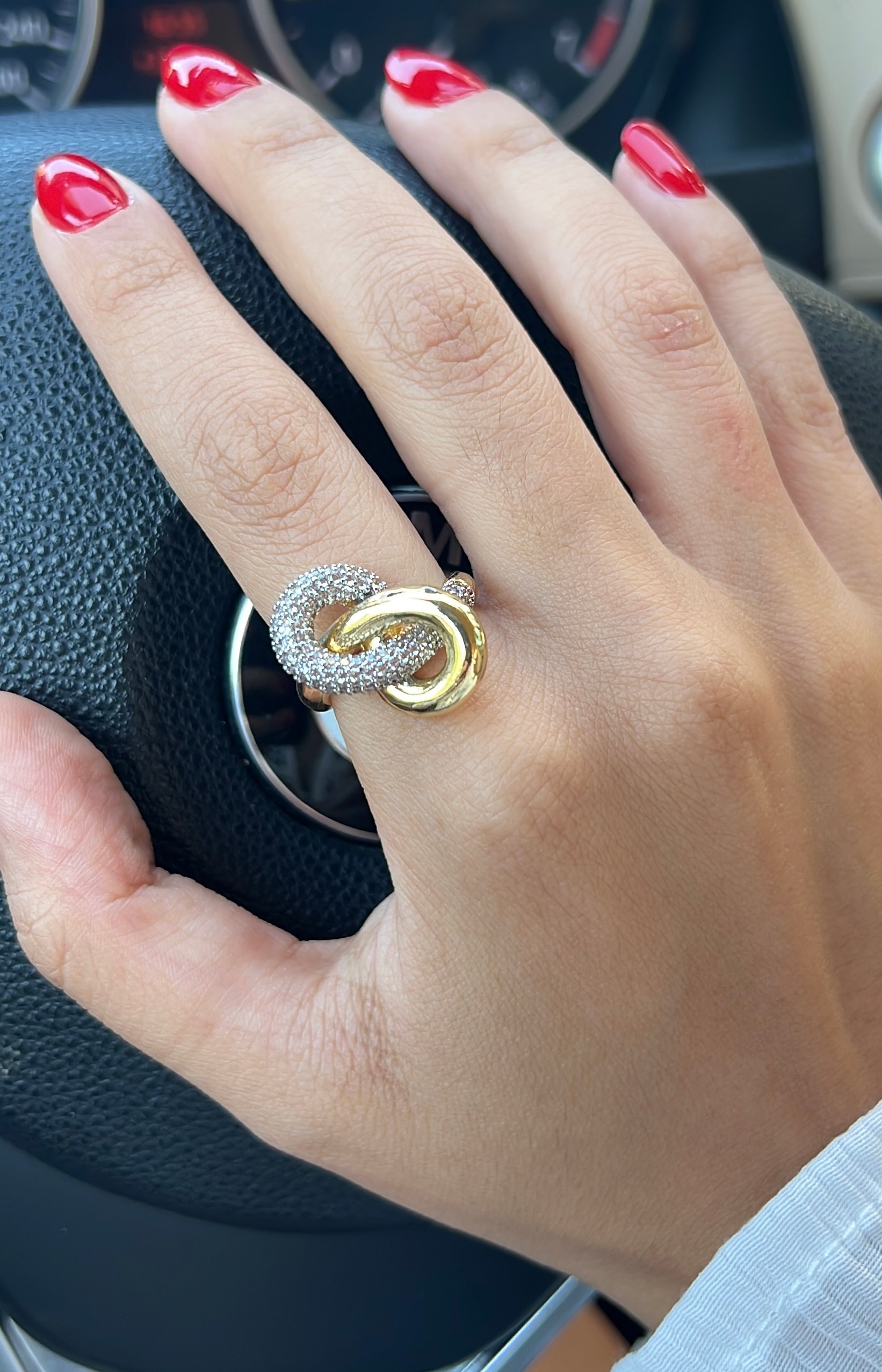 Marka sonsuzluk model özel seri zirkon taşlı çift renk yüzük gold