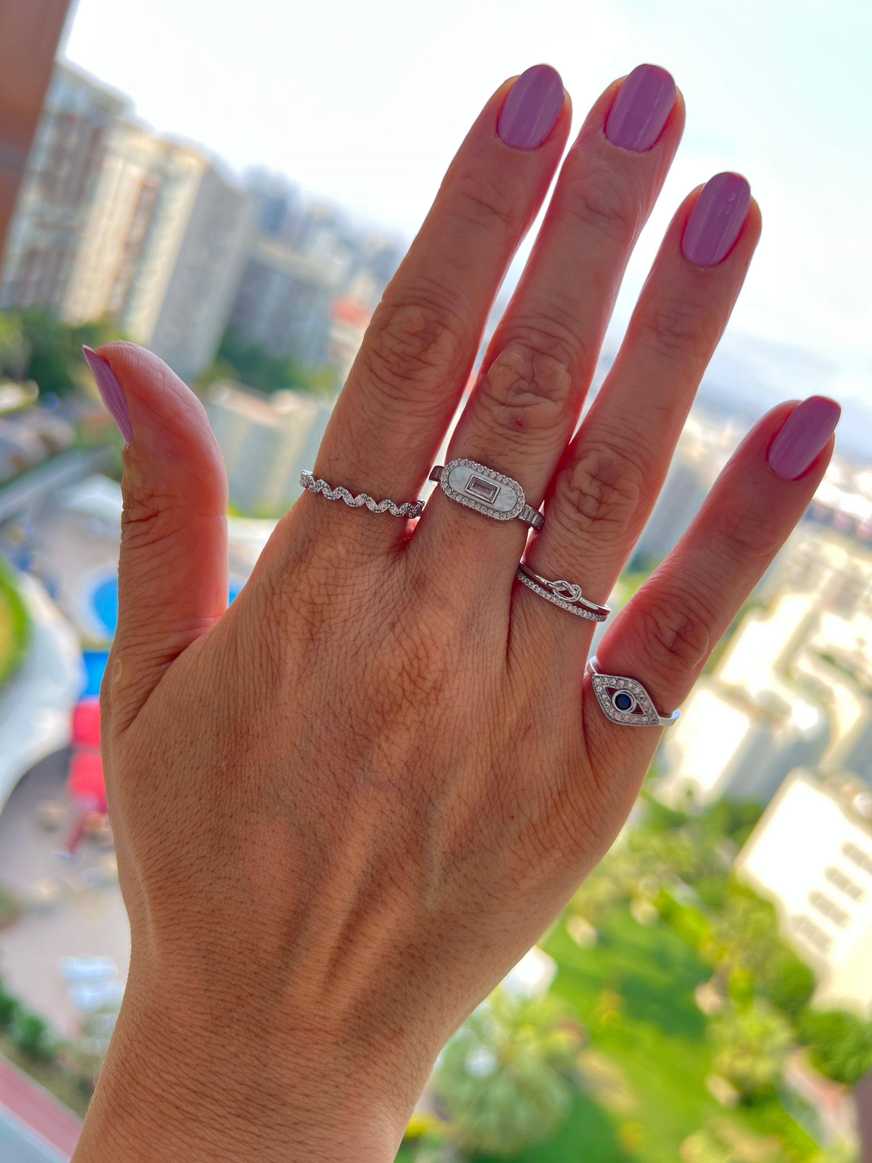 Özel seri düğüm model yüzük gümüş