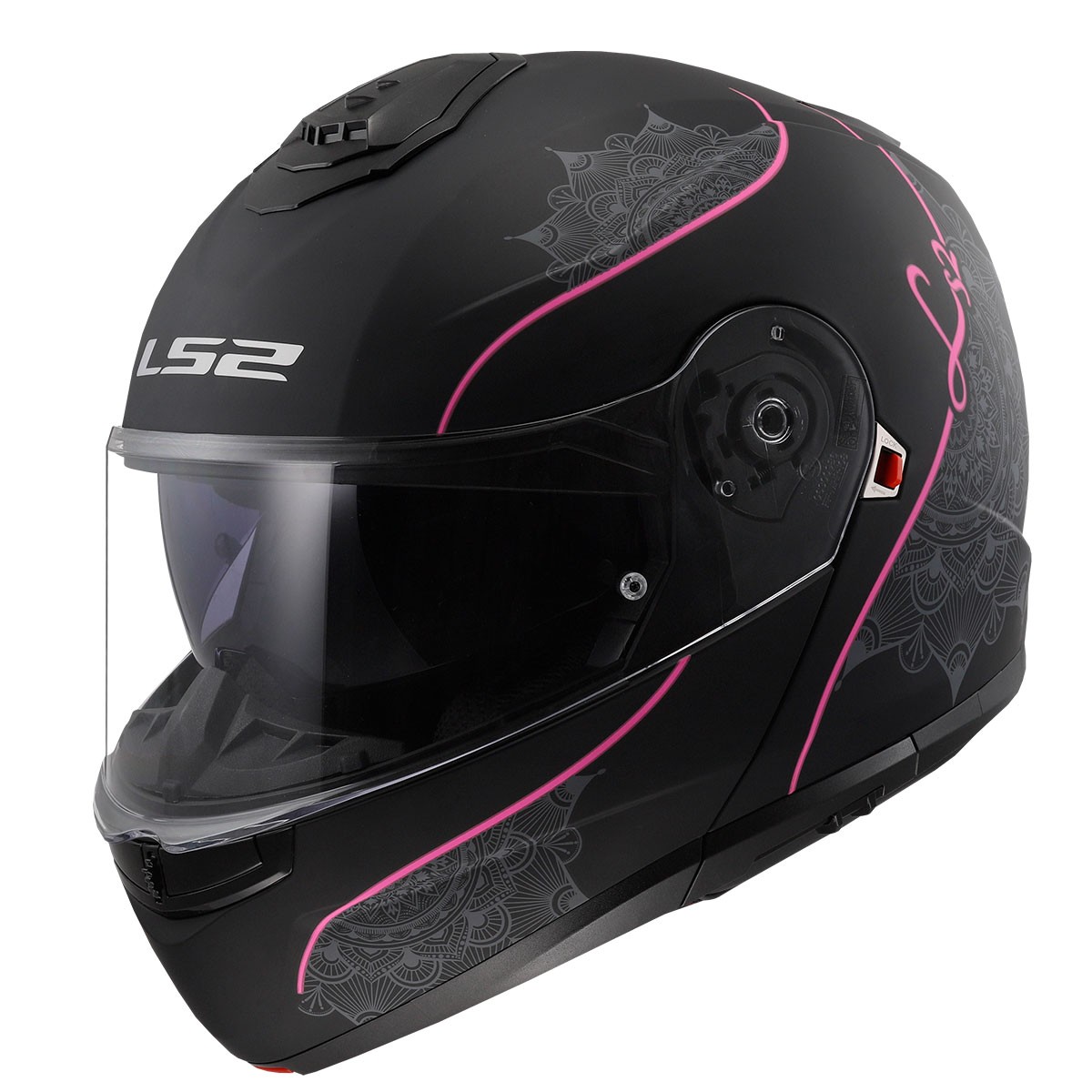  LS2 STROBE 2 LUX MAT SİYAH-PEMBE KASK 