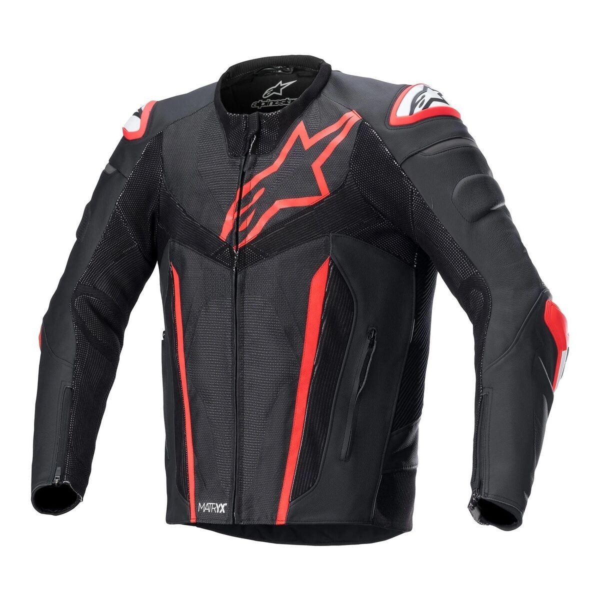 Alpinestars Fusion Deri Korumalı Motosiklet Montu Siyah / Kırmızı