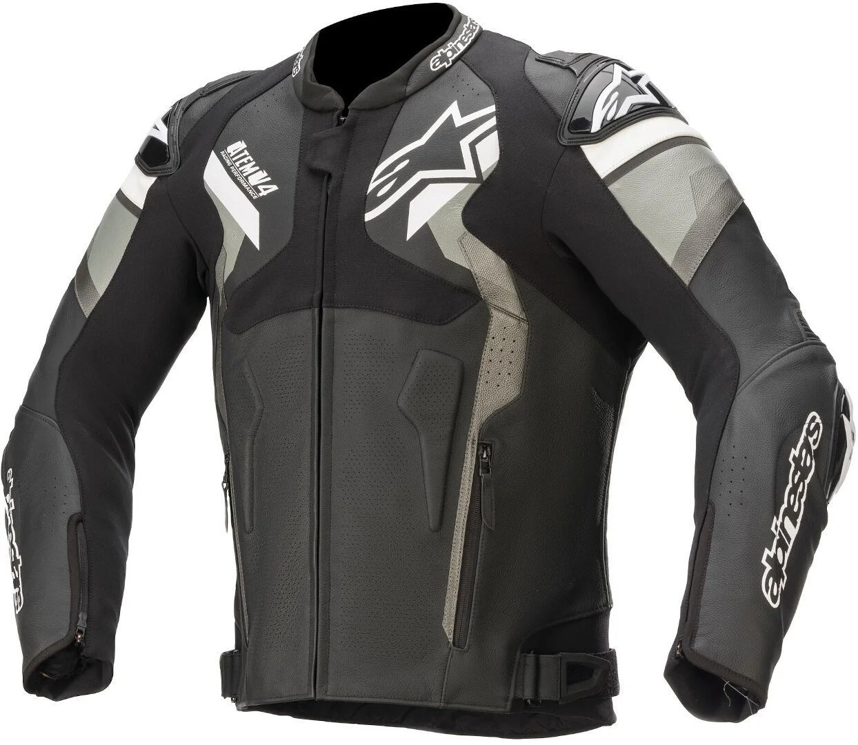 Alpinestars Atem V4 Deri Korumalı Motosiklet Ceketi Siyah / Gri / Beyaz                             