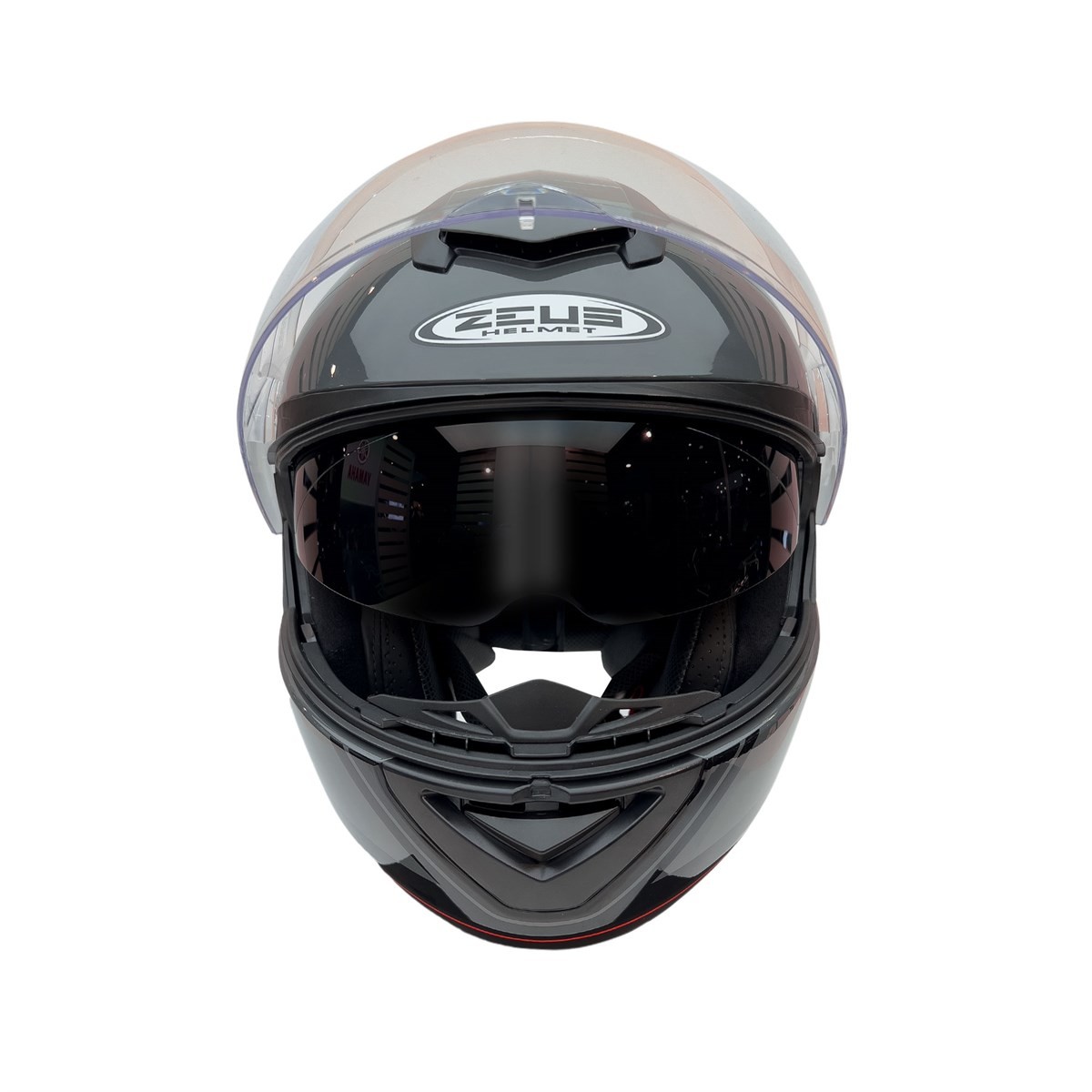 Zeus ZS-3050 BE7 Grey Red Çene Açılır Kask 