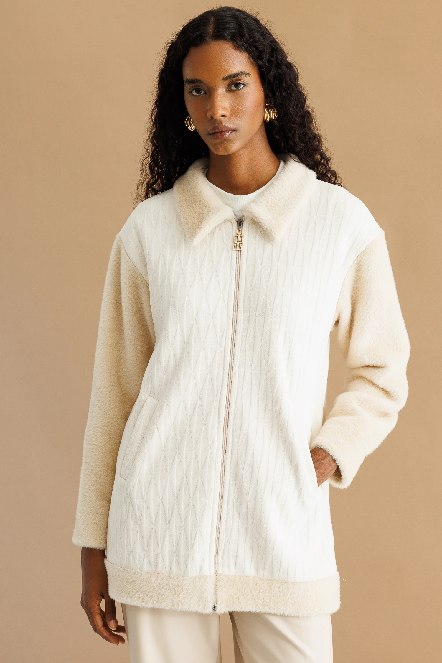 ANGORA ÖRGÜ MIXLI CEKET 9236