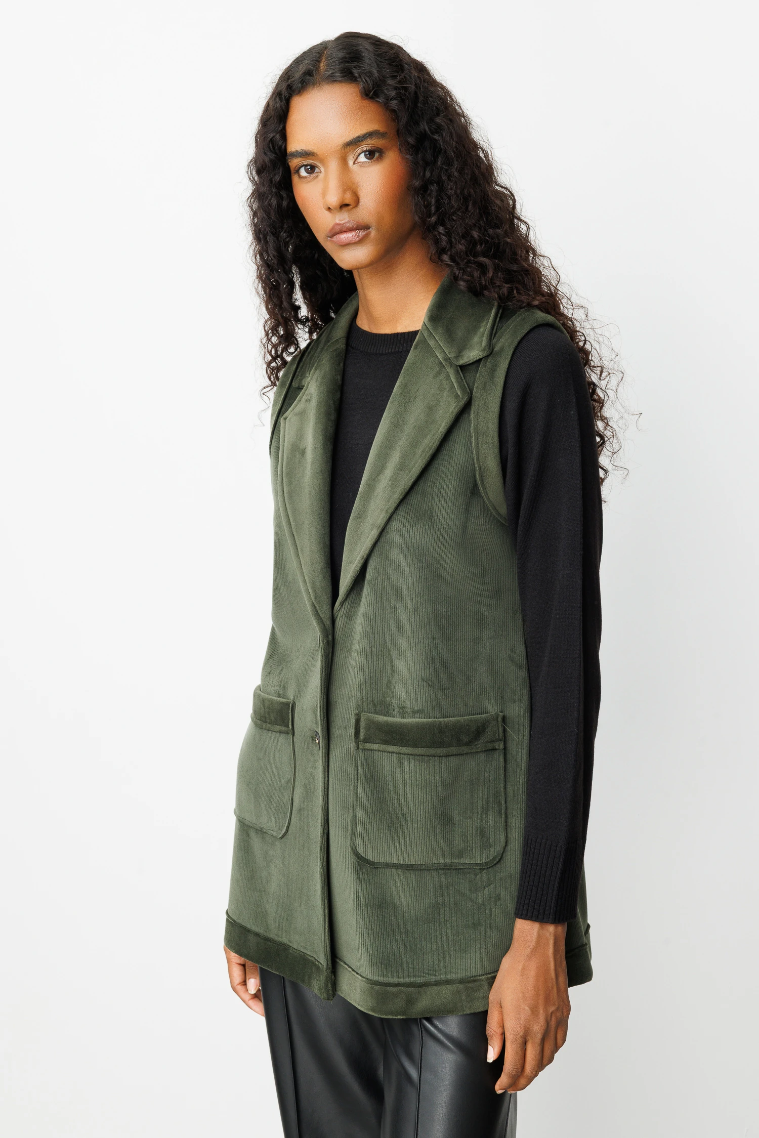 ERKEK YAKA KÜRK YELEK 9205 - HAKİ