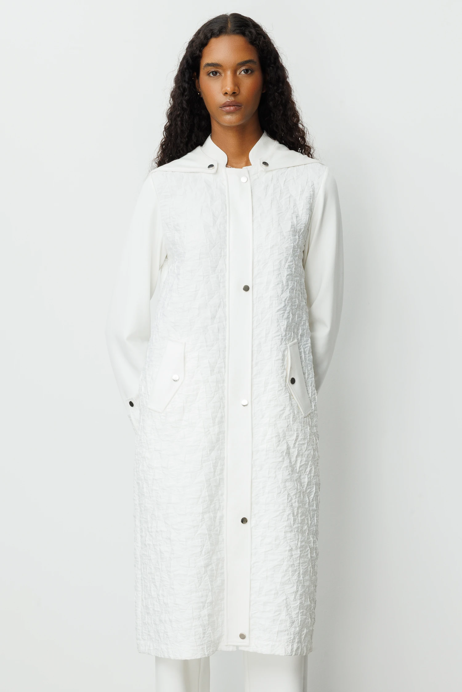 KAPİTONE GARNİLİ MAXİ CEKET 9249