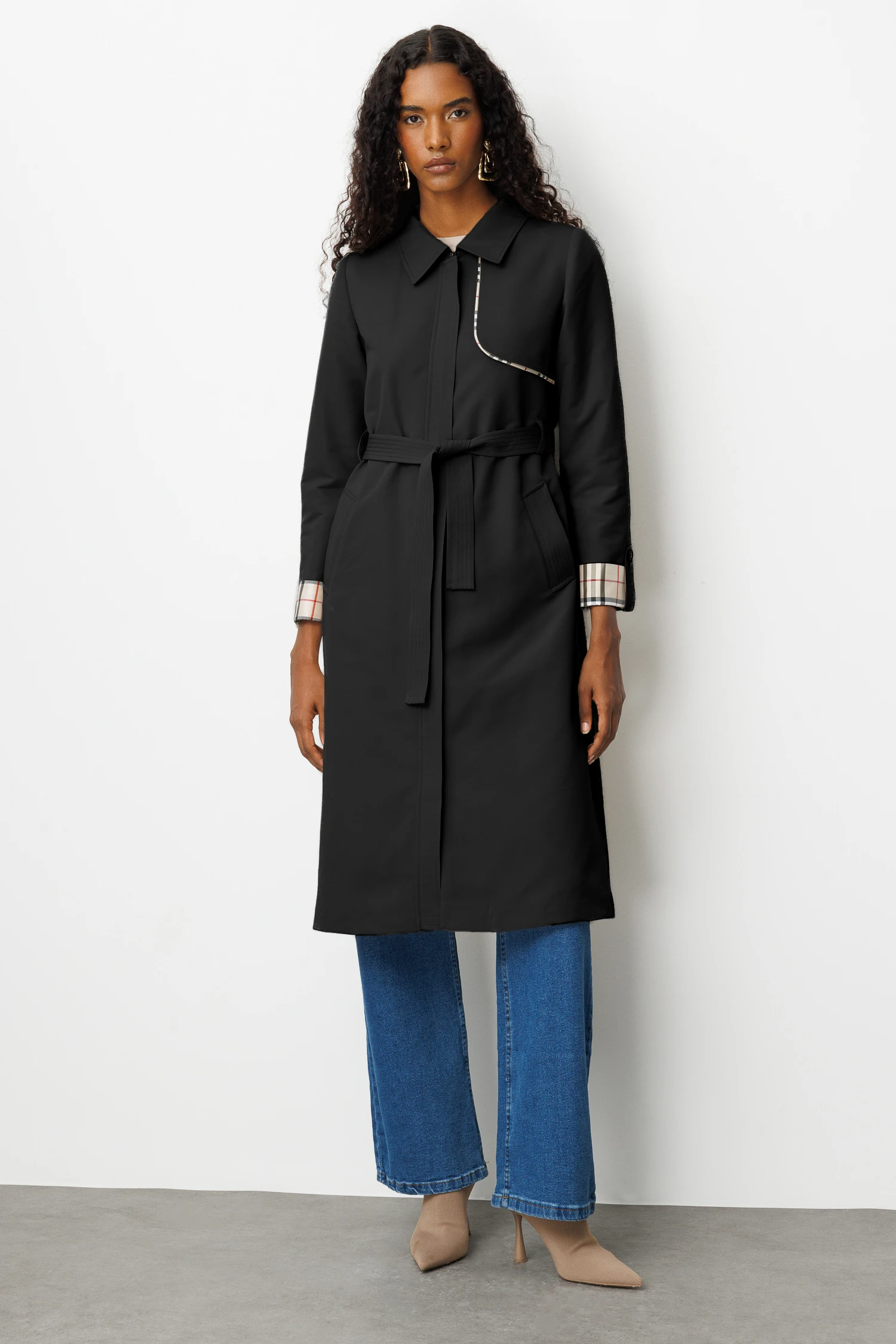 EKOSE GARNİLİ TRENÇKOT 9150 - SİYAH