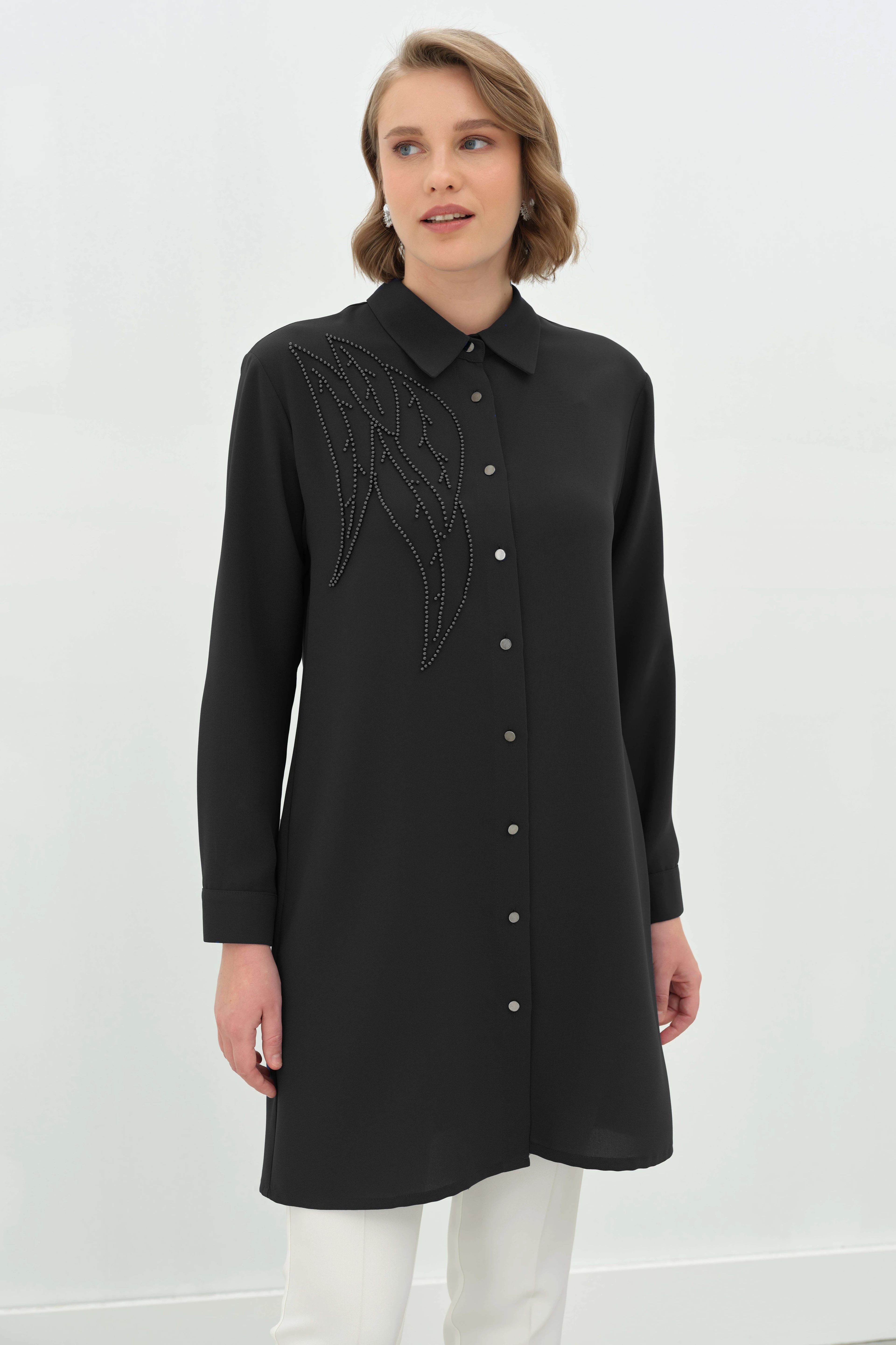 OMZU YAPRAK İŞLEMELİ TUNİK 4175