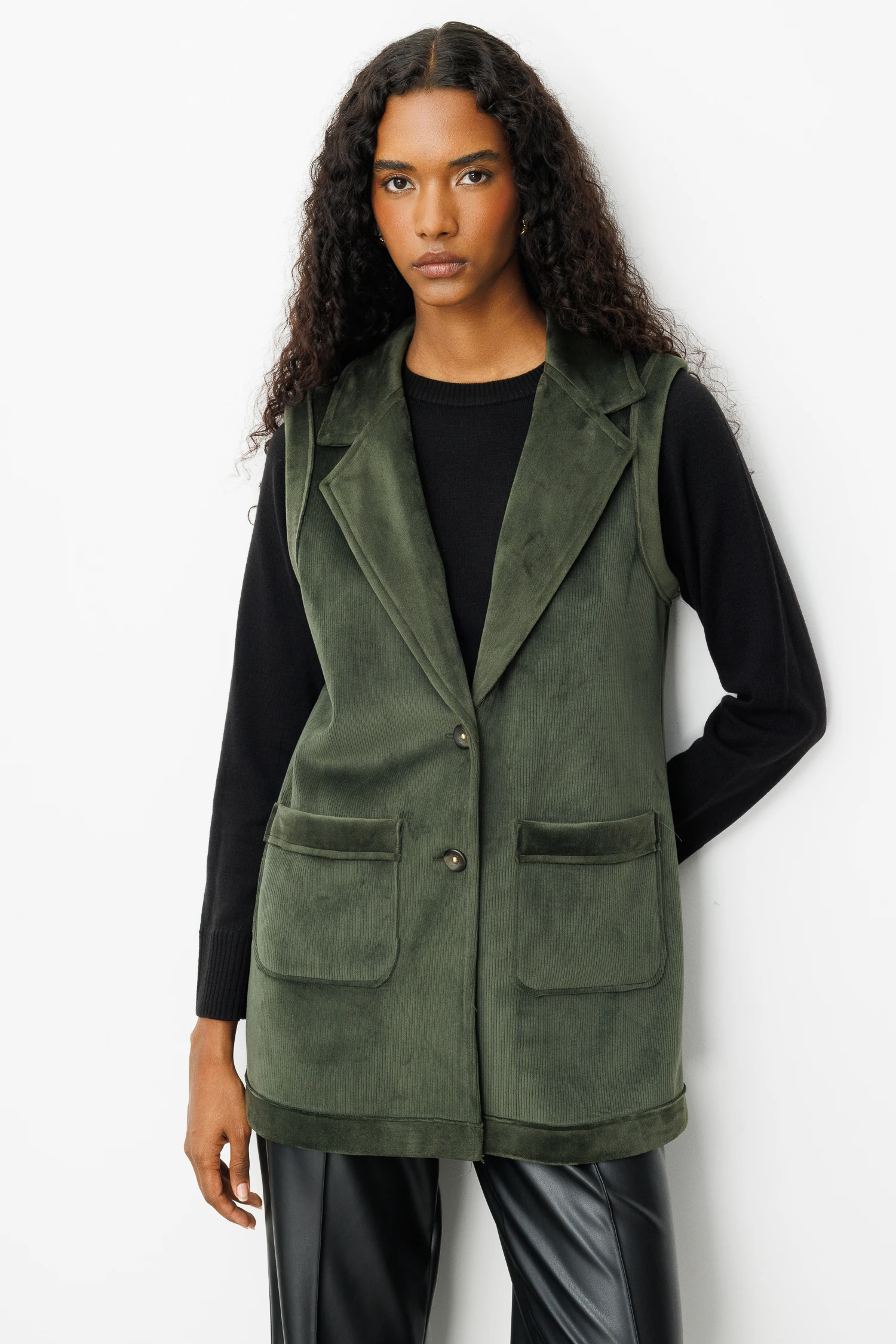 ERKEK YAKA KÜRK YELEK 9205 - HAKİ