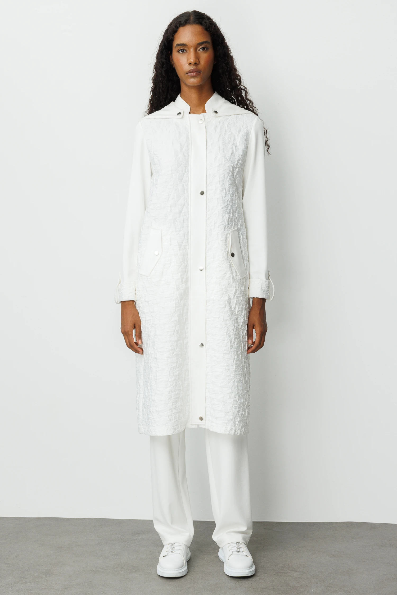 KAPİTONE GARNİLİ MAXİ CEKET 9249