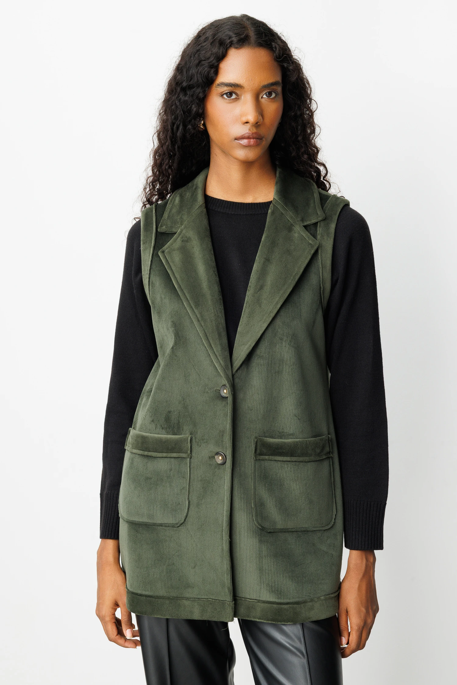 ERKEK YAKA KÜRK YELEK 9205 - HAKİ