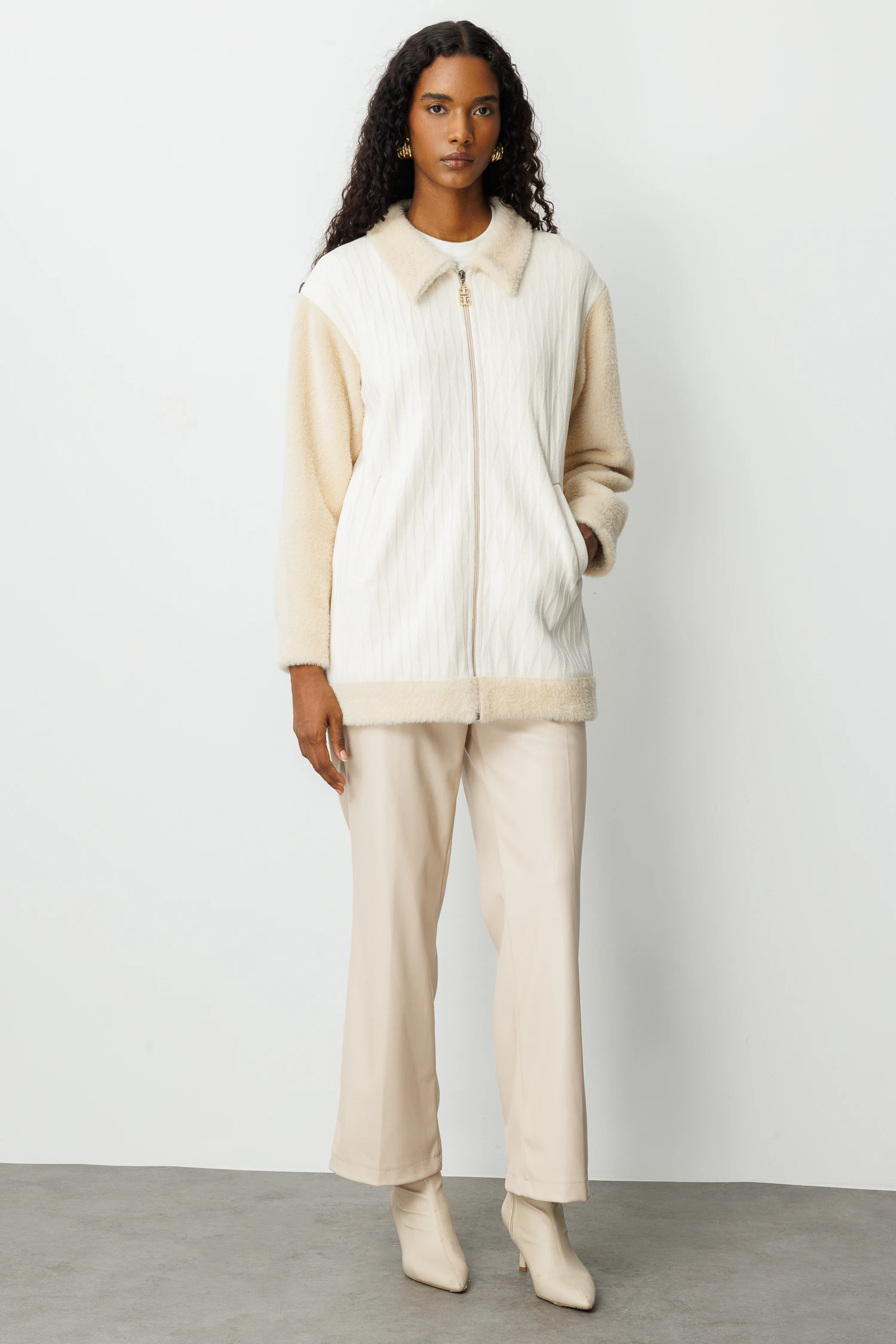 ANGORA ÖRGÜ MIXLI CEKET 9236