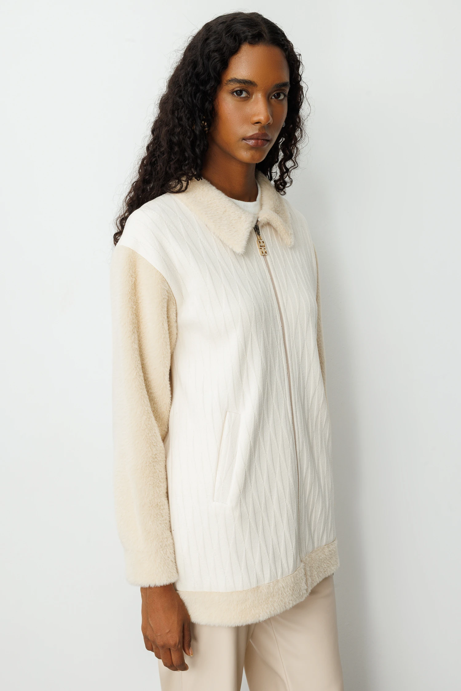 ANGORA ÖRGÜ MIXLI CEKET 9236