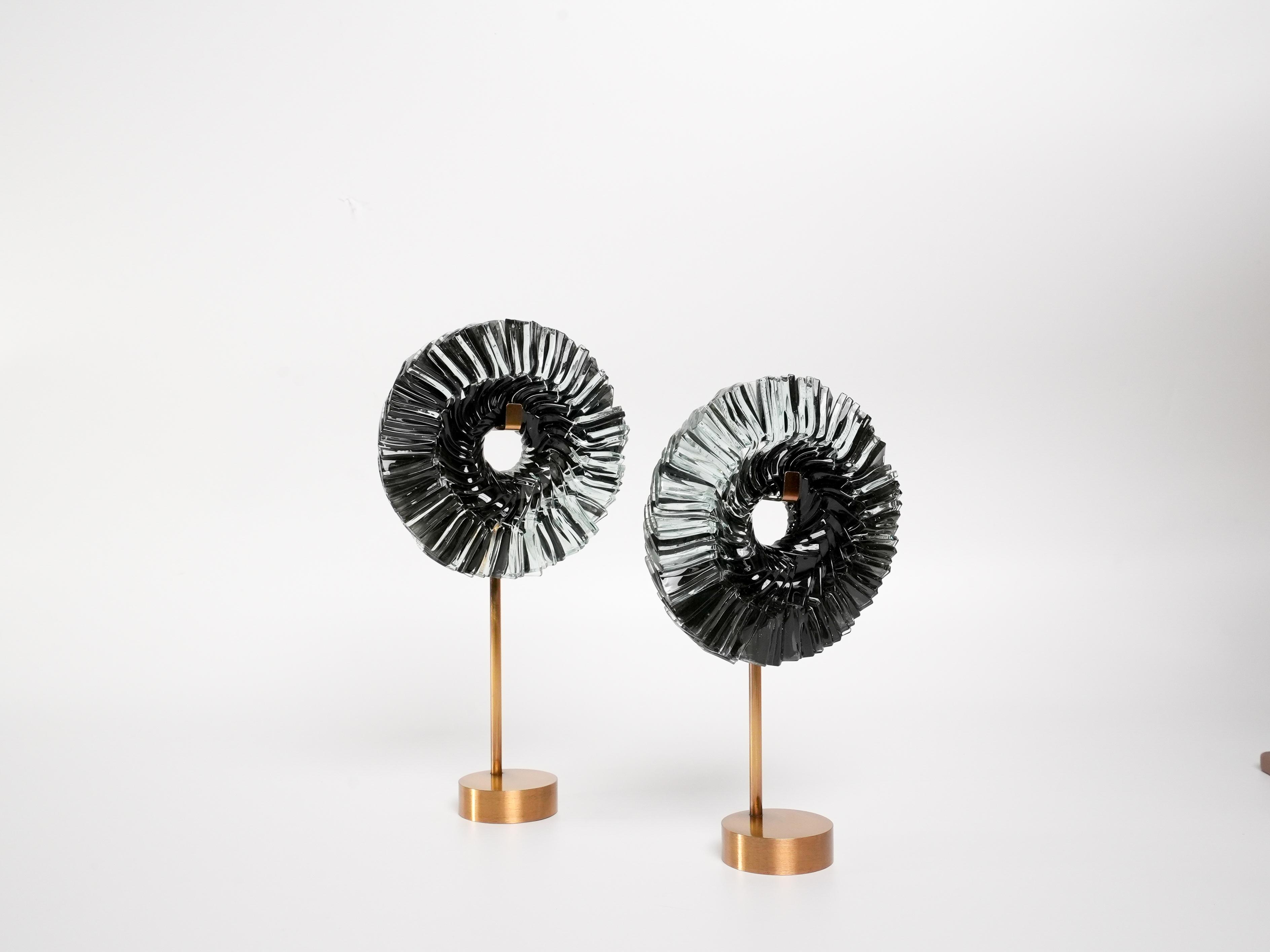 Smoky Spiral Dekoratif Cam Objeli Metal Stant