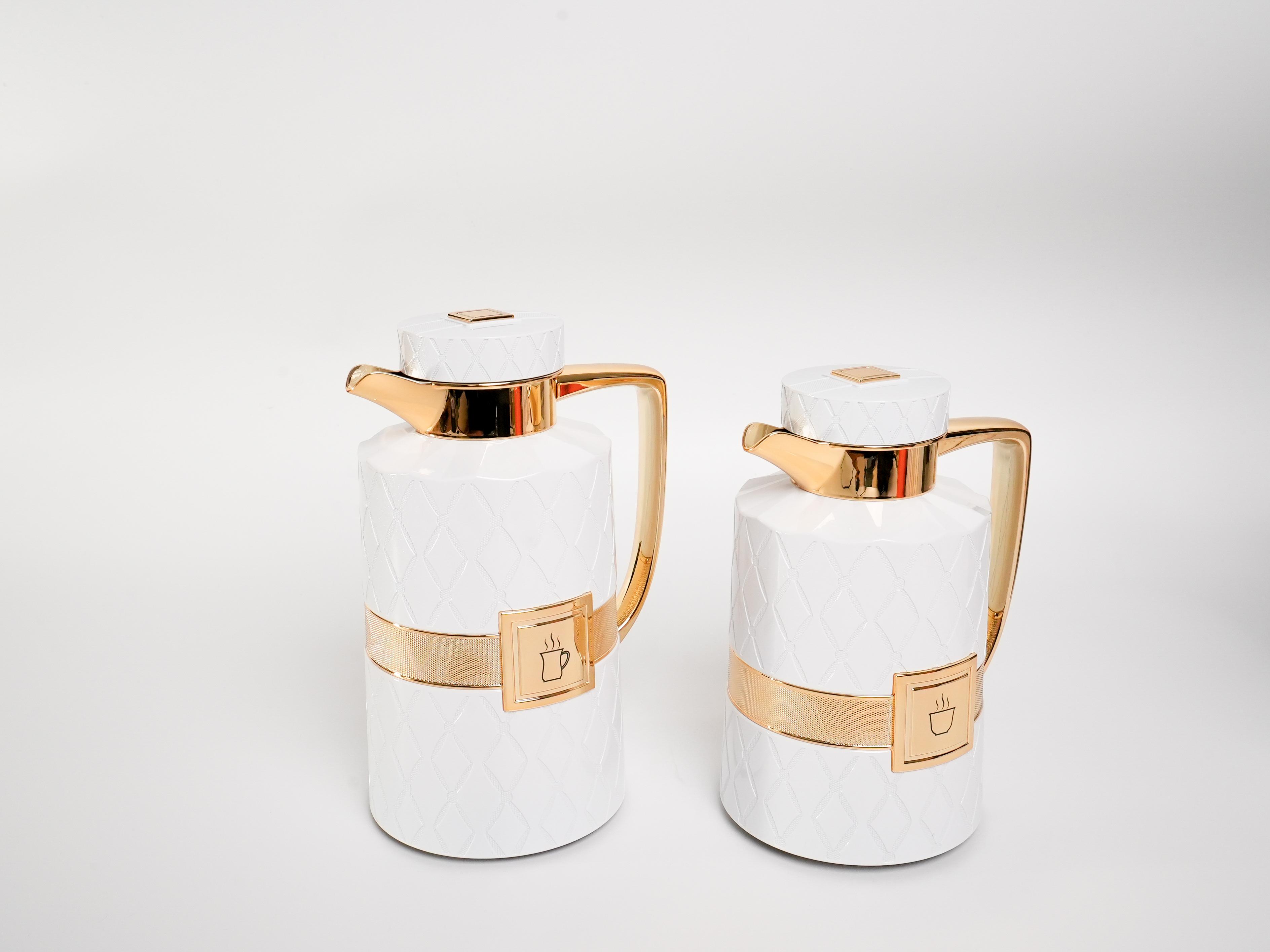 Ivory Luxe – Beyaz Gold Desenli Termos Sürahi