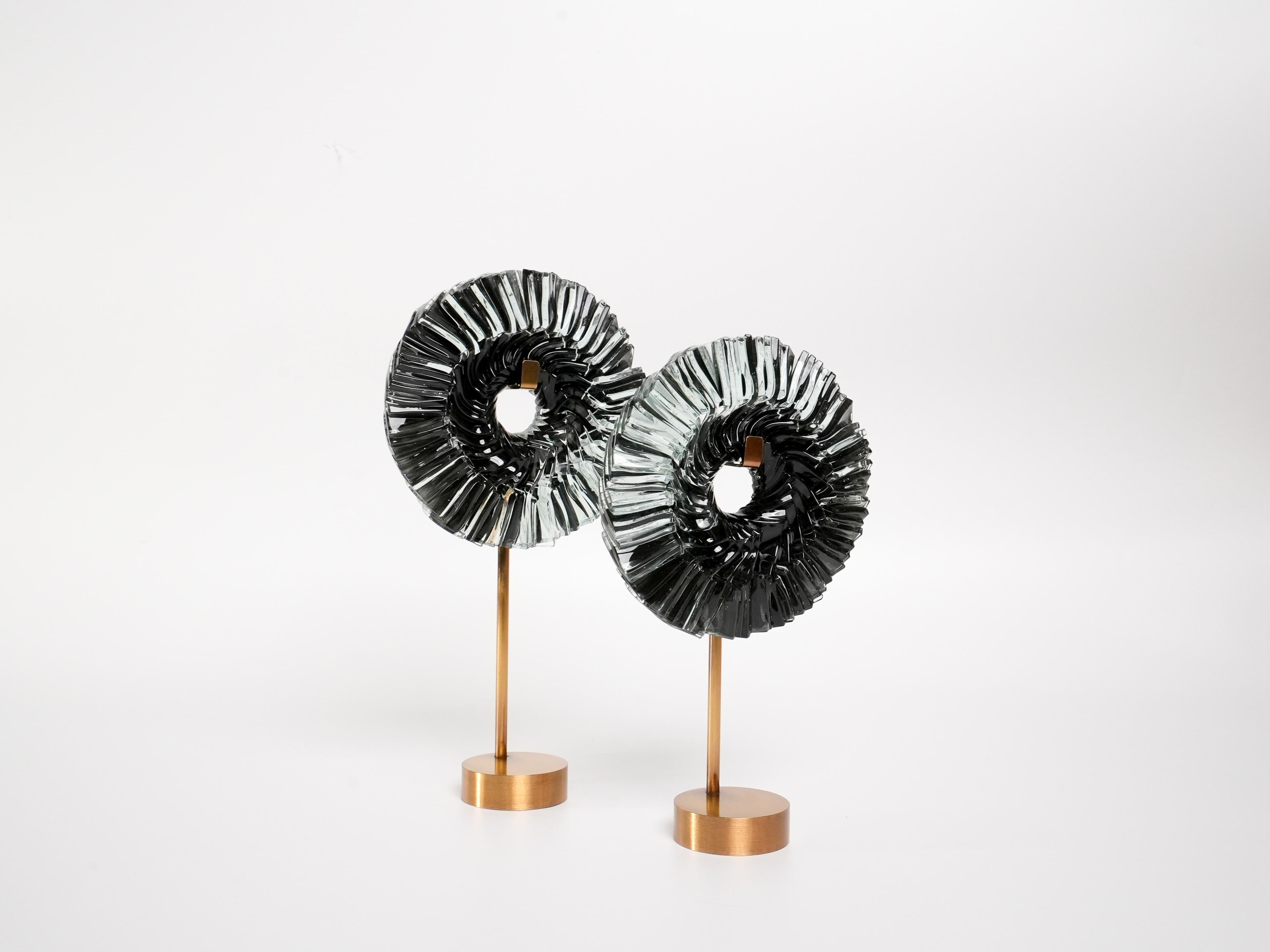 Smoky Spiral Dekoratif Cam Objeli Metal Stant