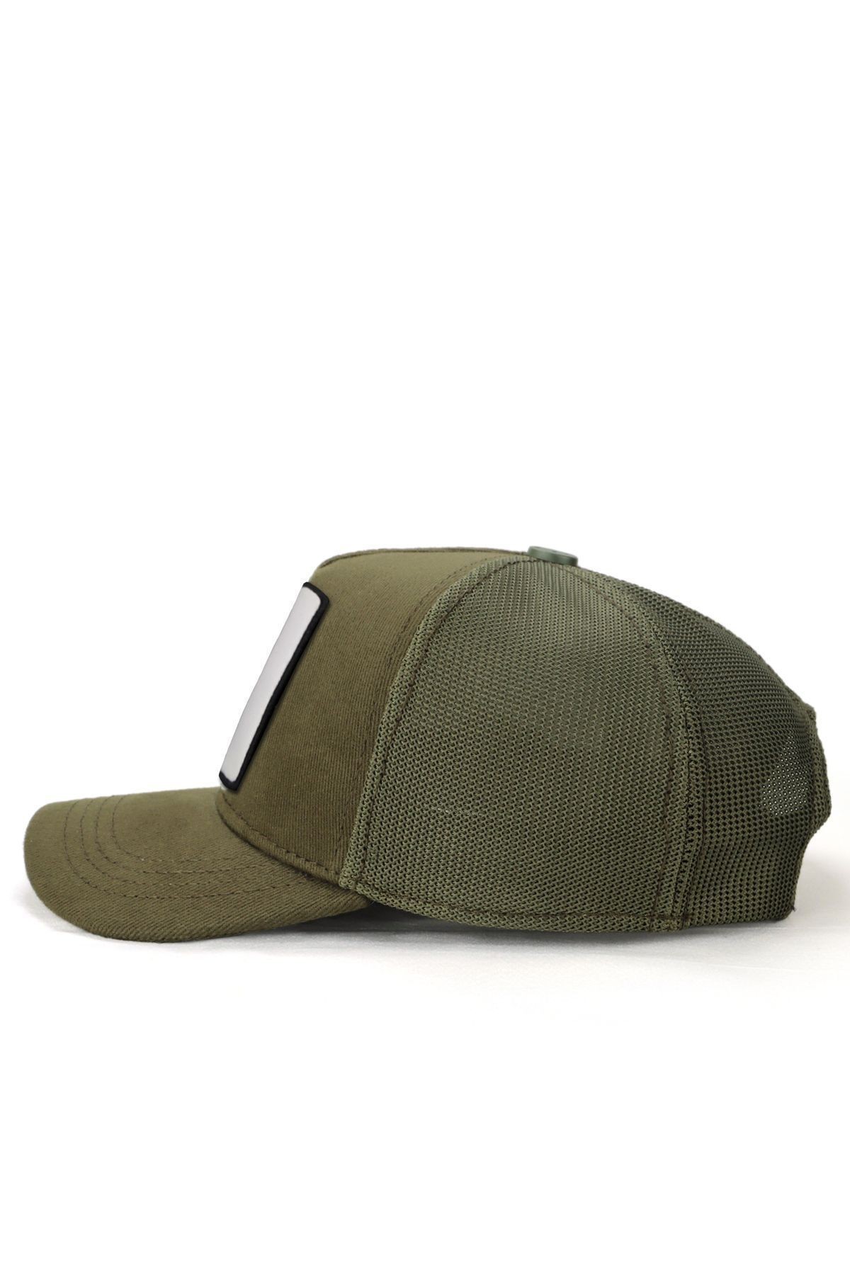 Gorra trucker infantil caqui con logo de león