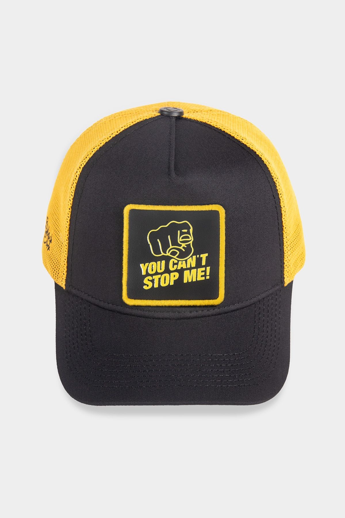 Gorra trucker negre-groc amb logo de You Can't Stop Me