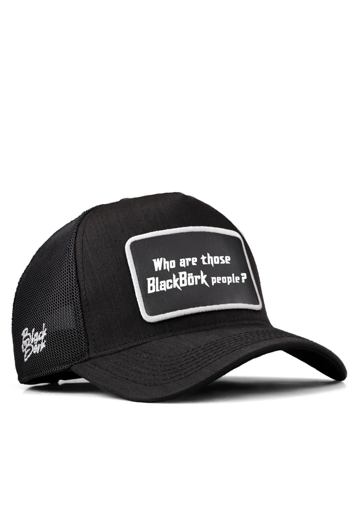 Gorra trucker negra Cordura con logo de Who Are Those People