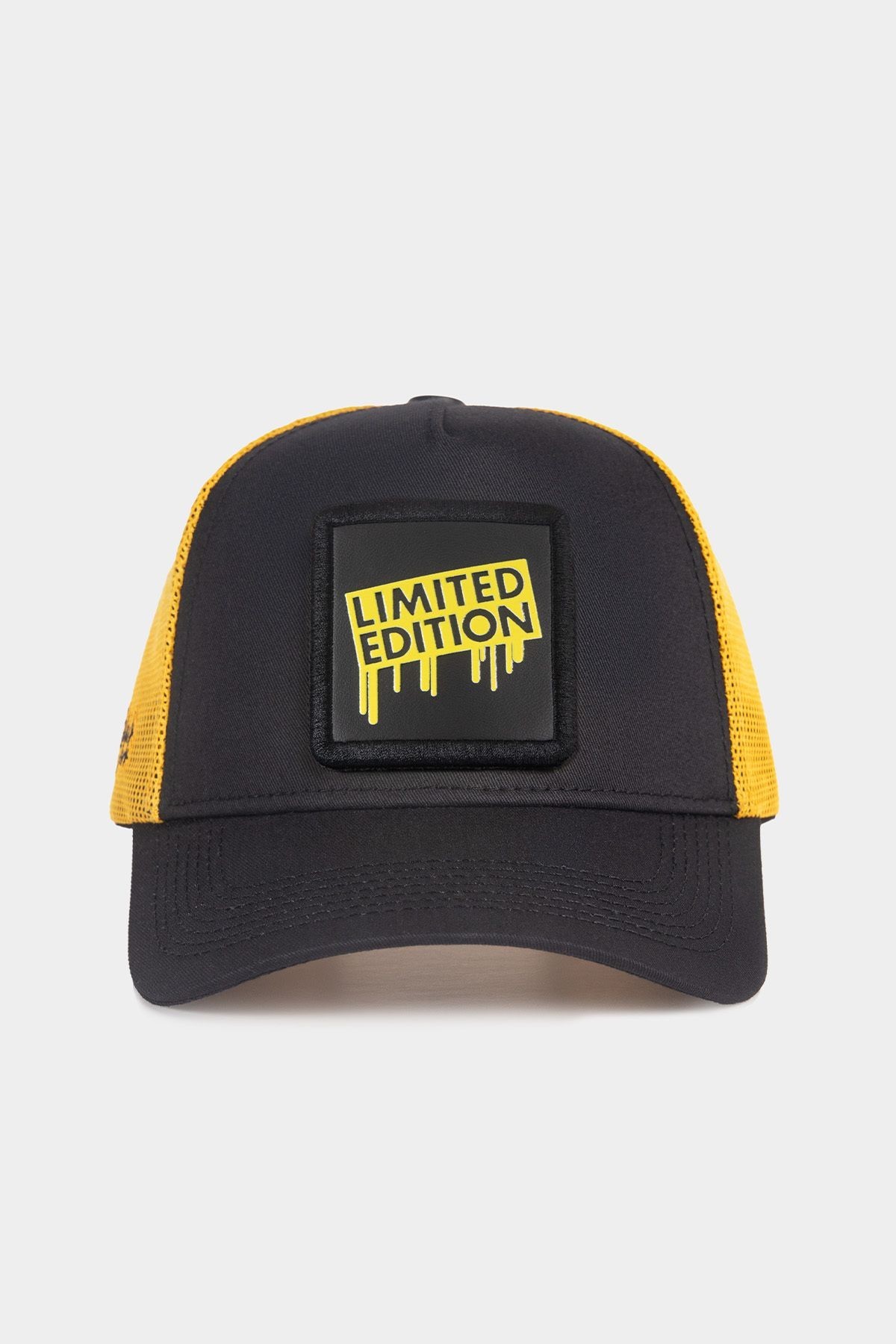 Gorra trucker negre-groc amb logo de Limited Edition