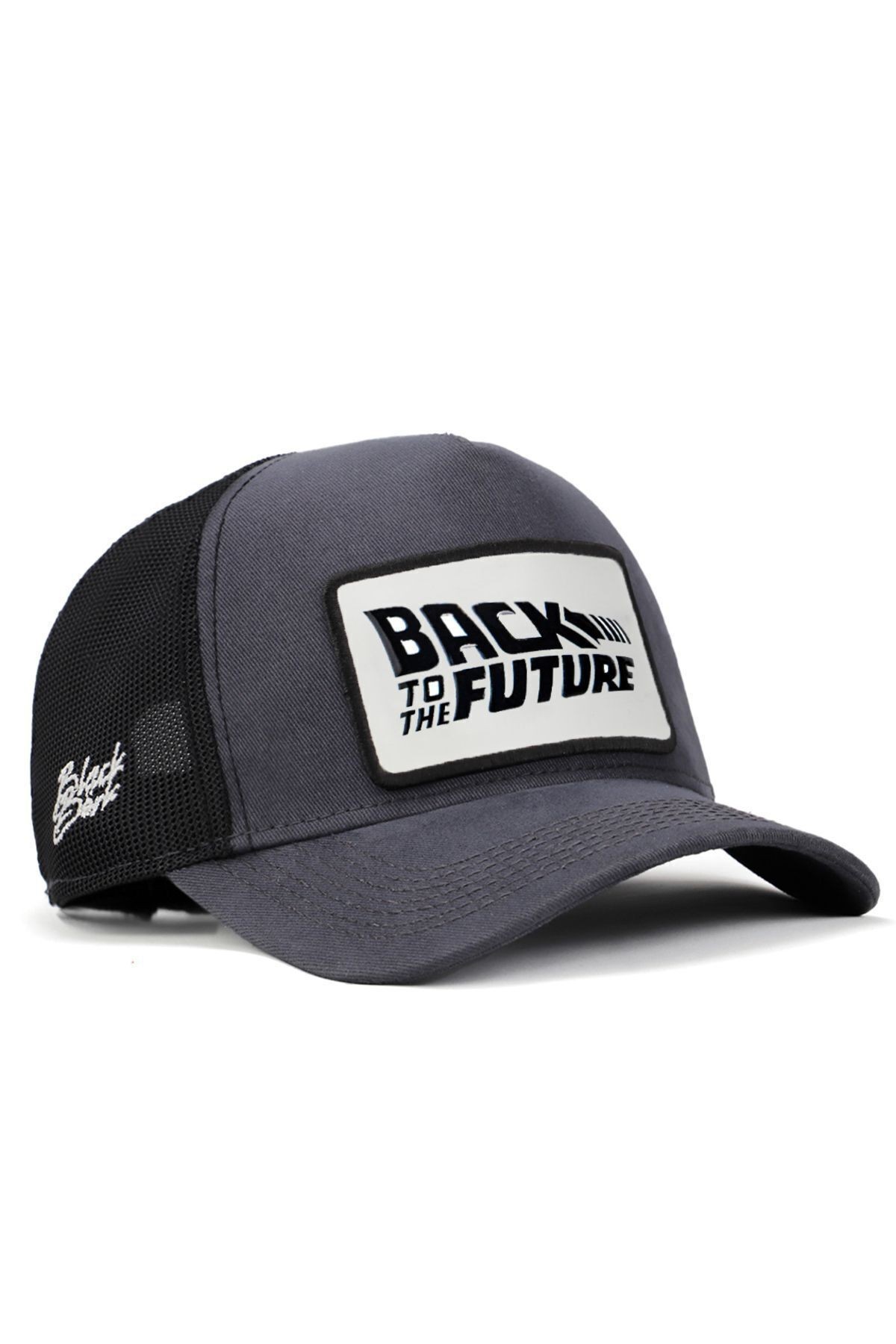 Anthracite-black trucker cap with Back To The Future logo