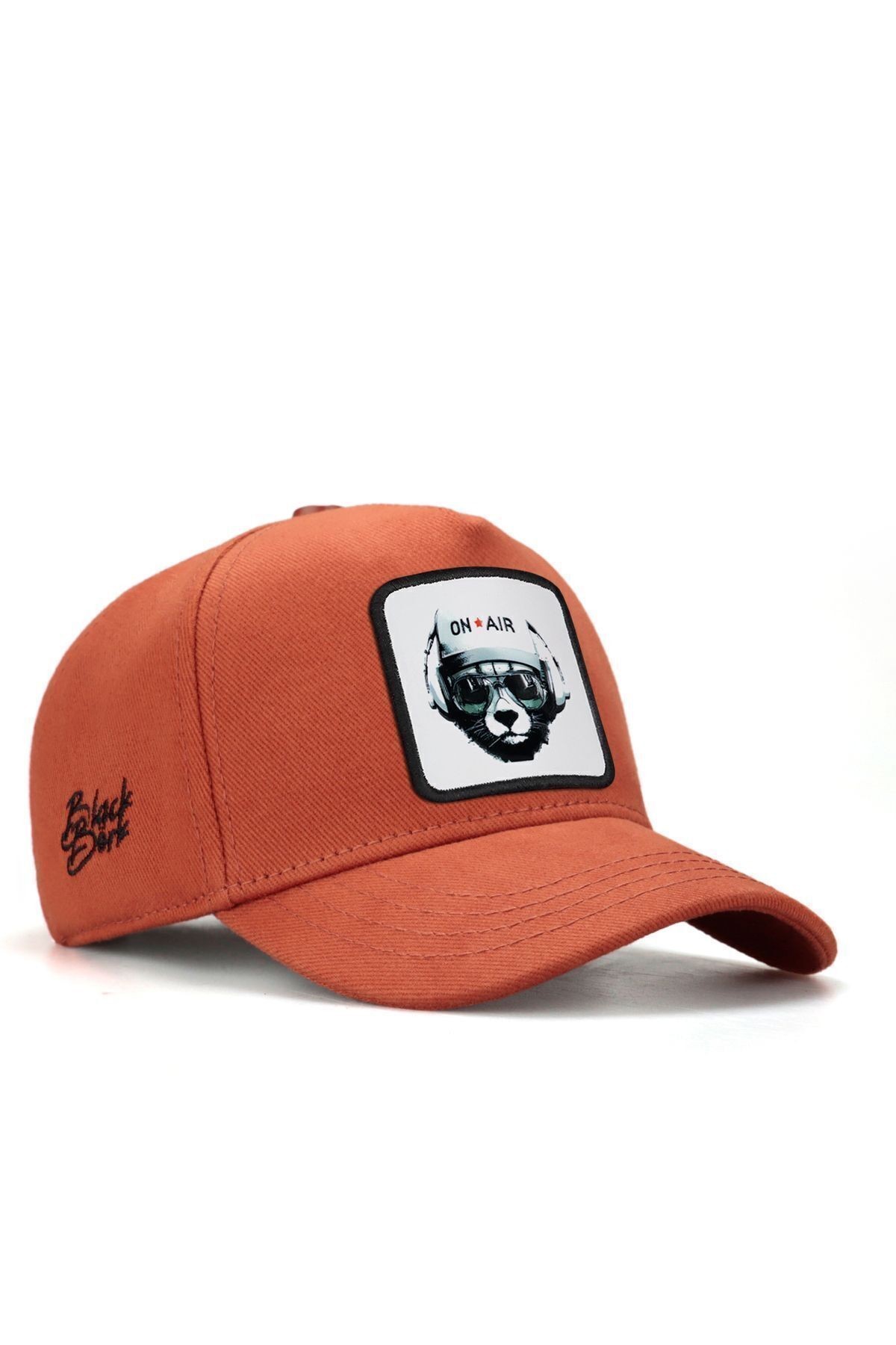 Brick-colored baseball cap for kids with bear logo