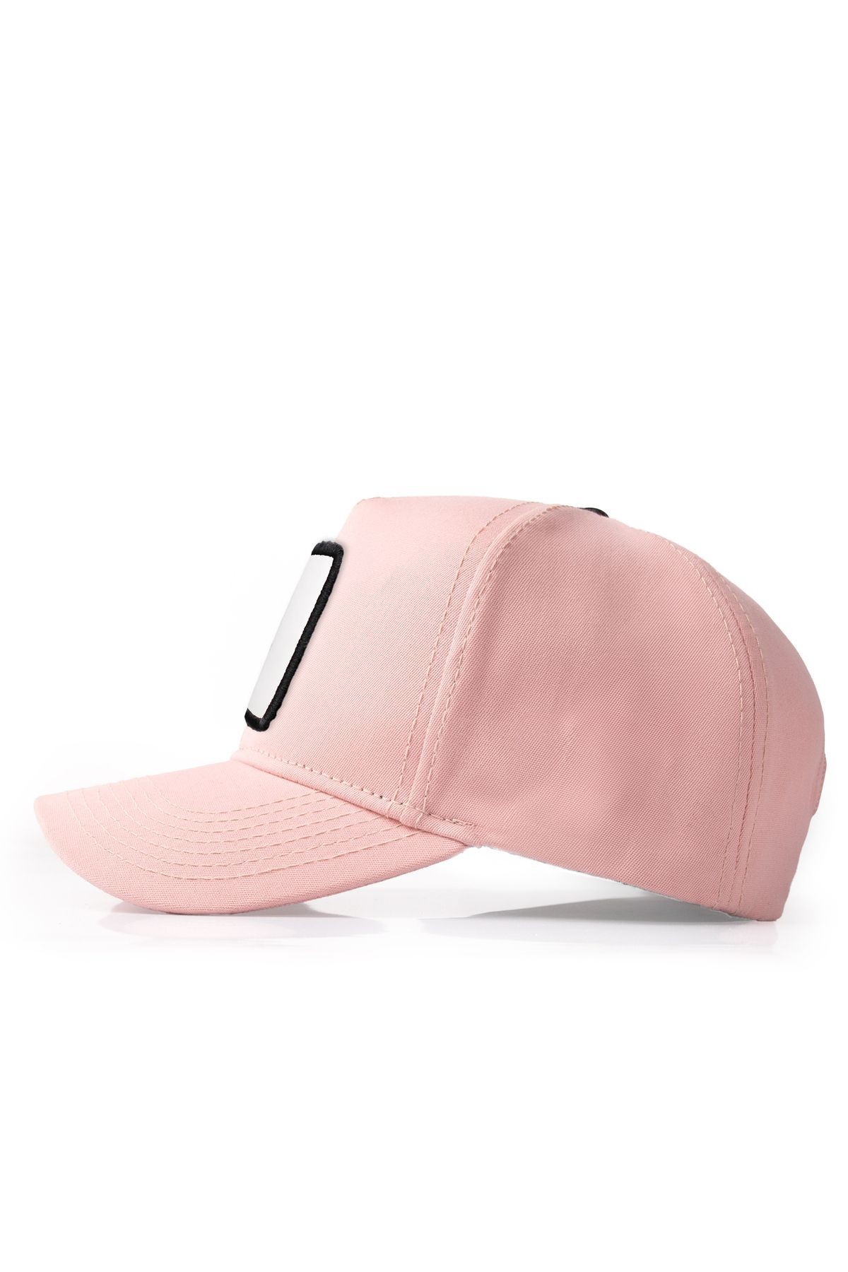 Salmon-colored baseball cap with I Don't Care logo