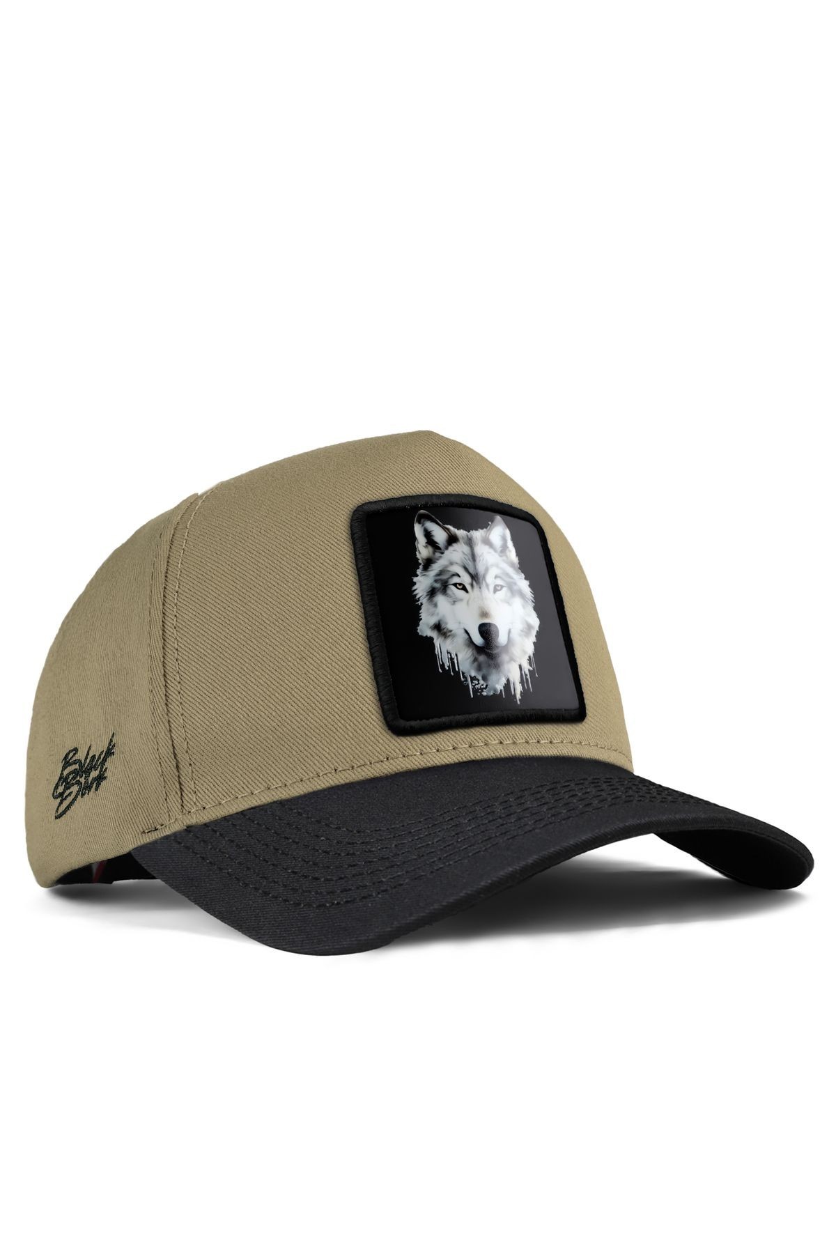 Gorra de beisbol negre-visó amb logo de llop