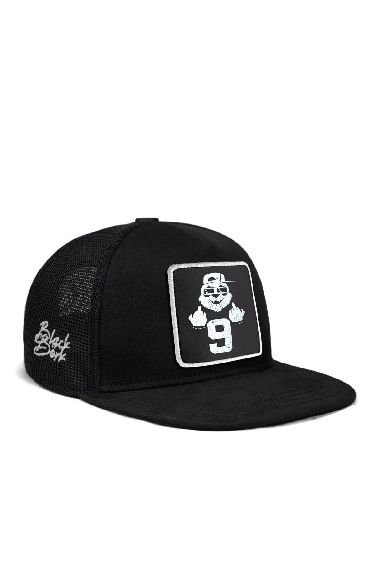Gorra Hip Hop para Niños negra con logo de panda