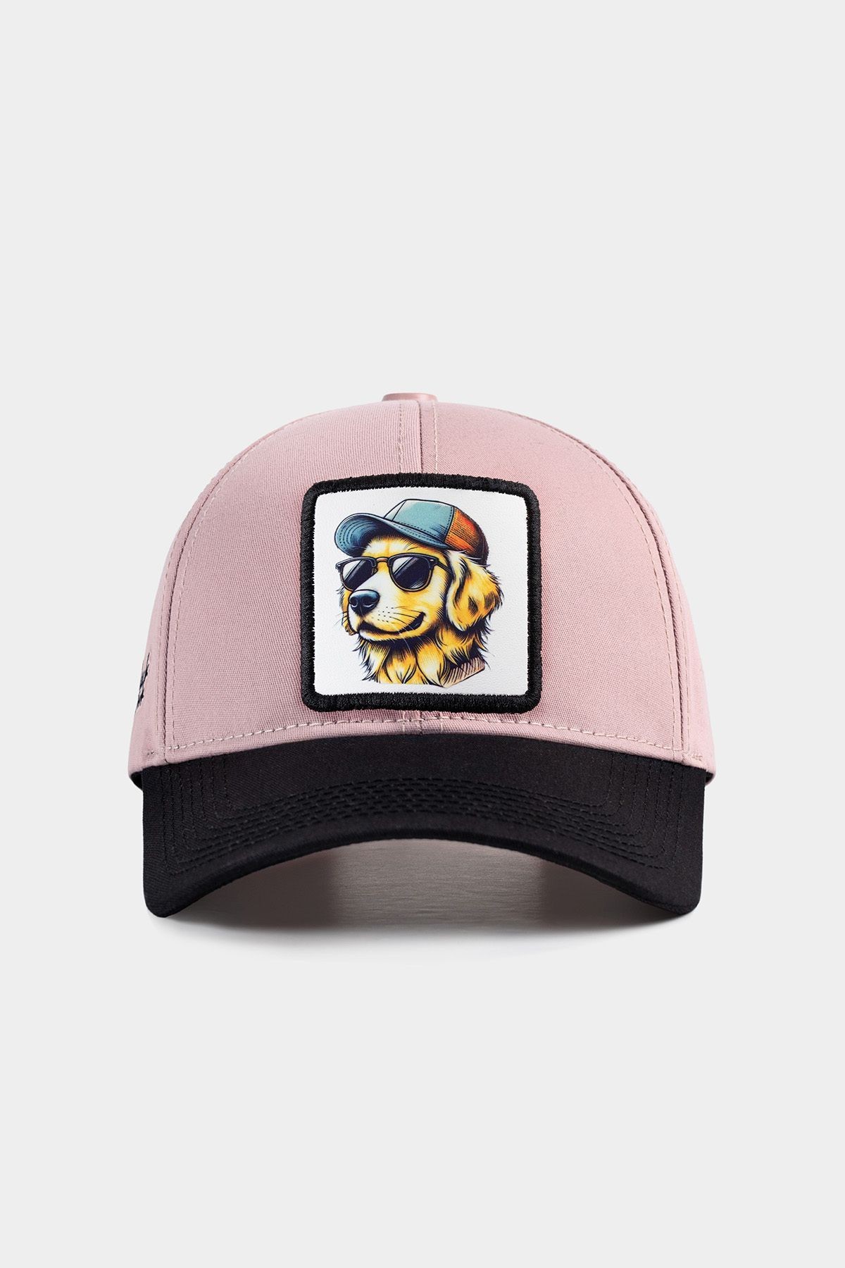 Gorra de béisbol negro-salmón Six con logo de perro
