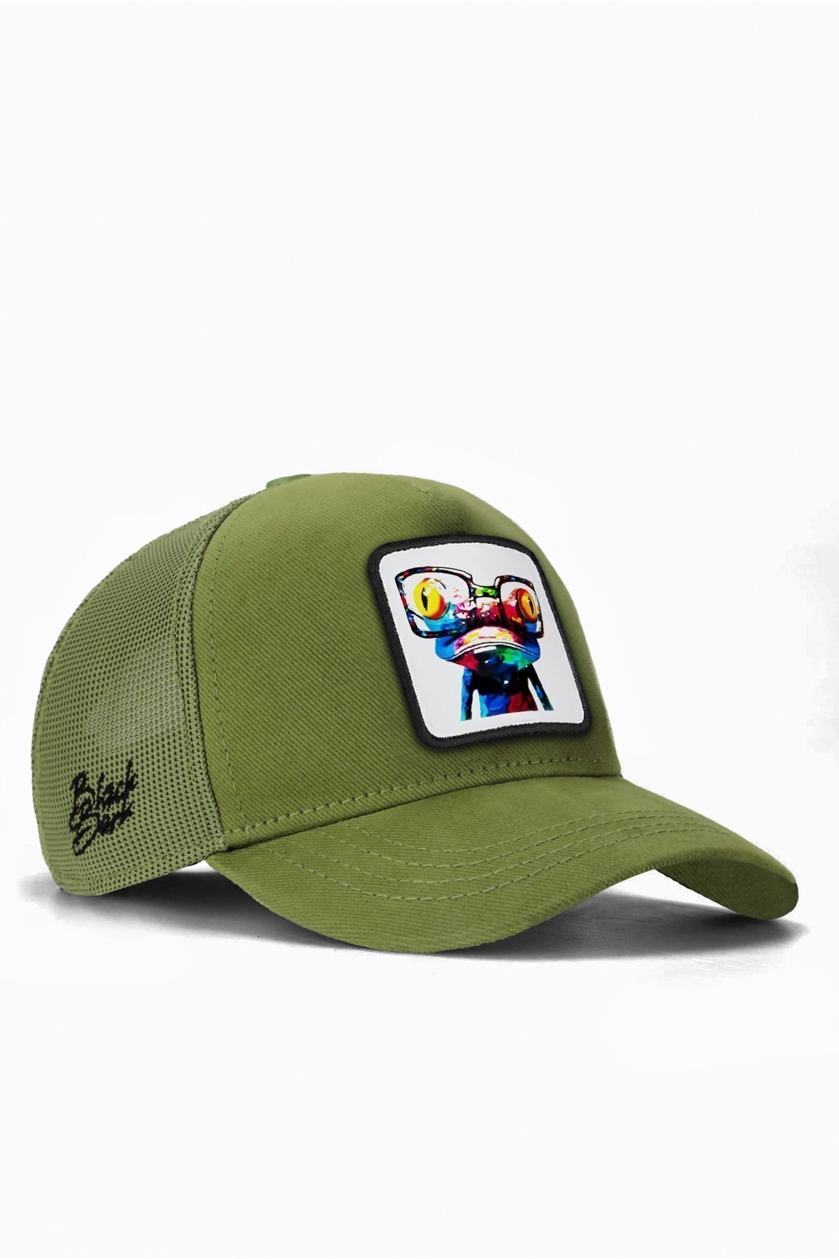 Gorra trucker infantil verde con logo de camaleón