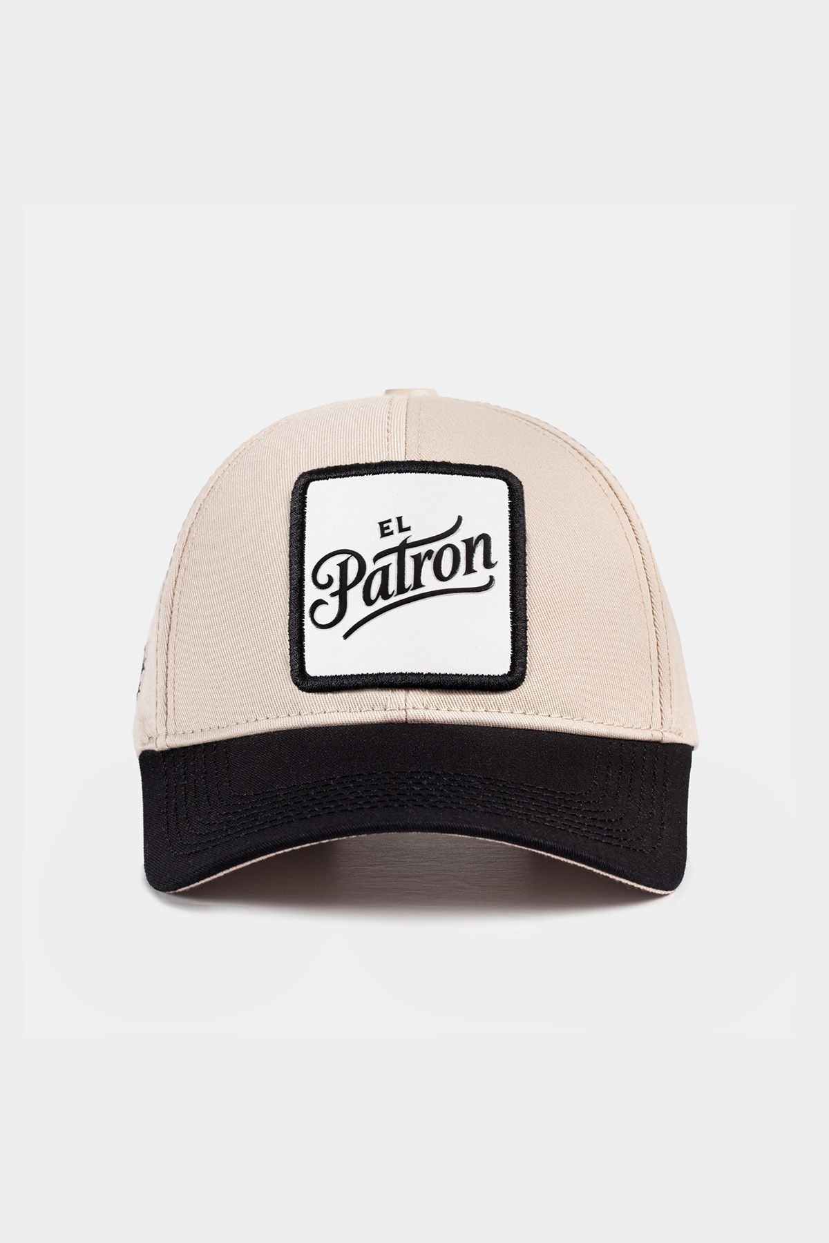Gorra de béisbol negro-beige Six con logo de El Patrón