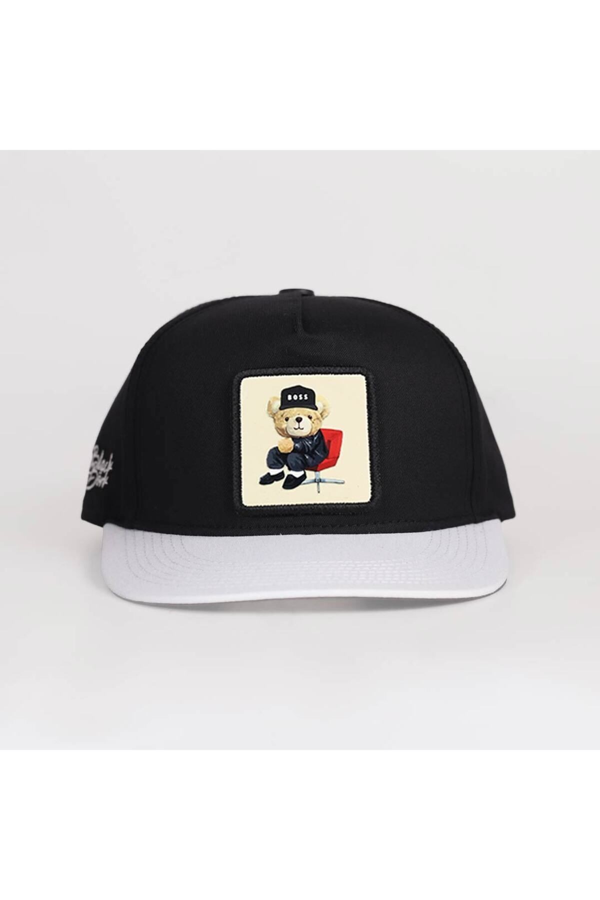 Gorra Hip Hop blanca-negra con logo de oso