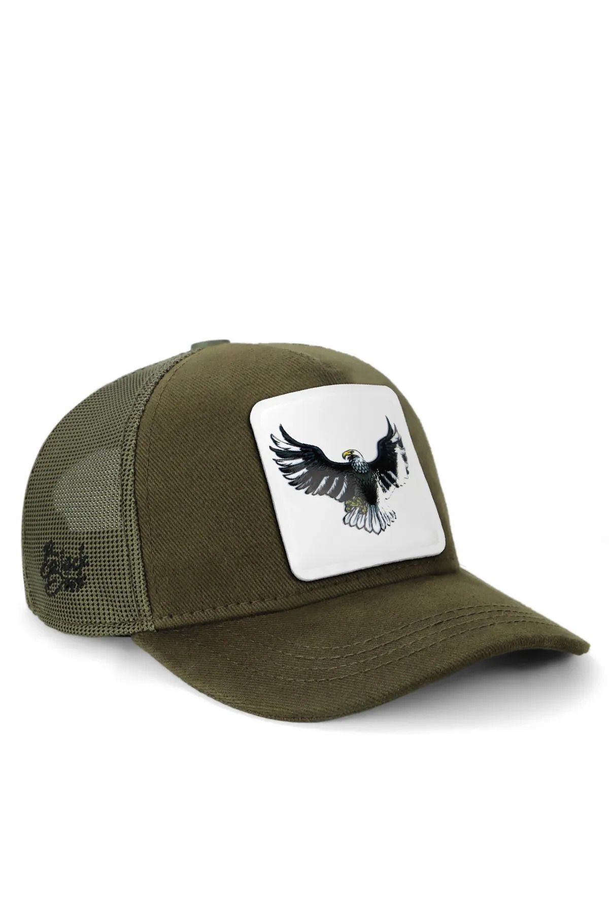 Gorra trucker infantil caqui con logo de águila