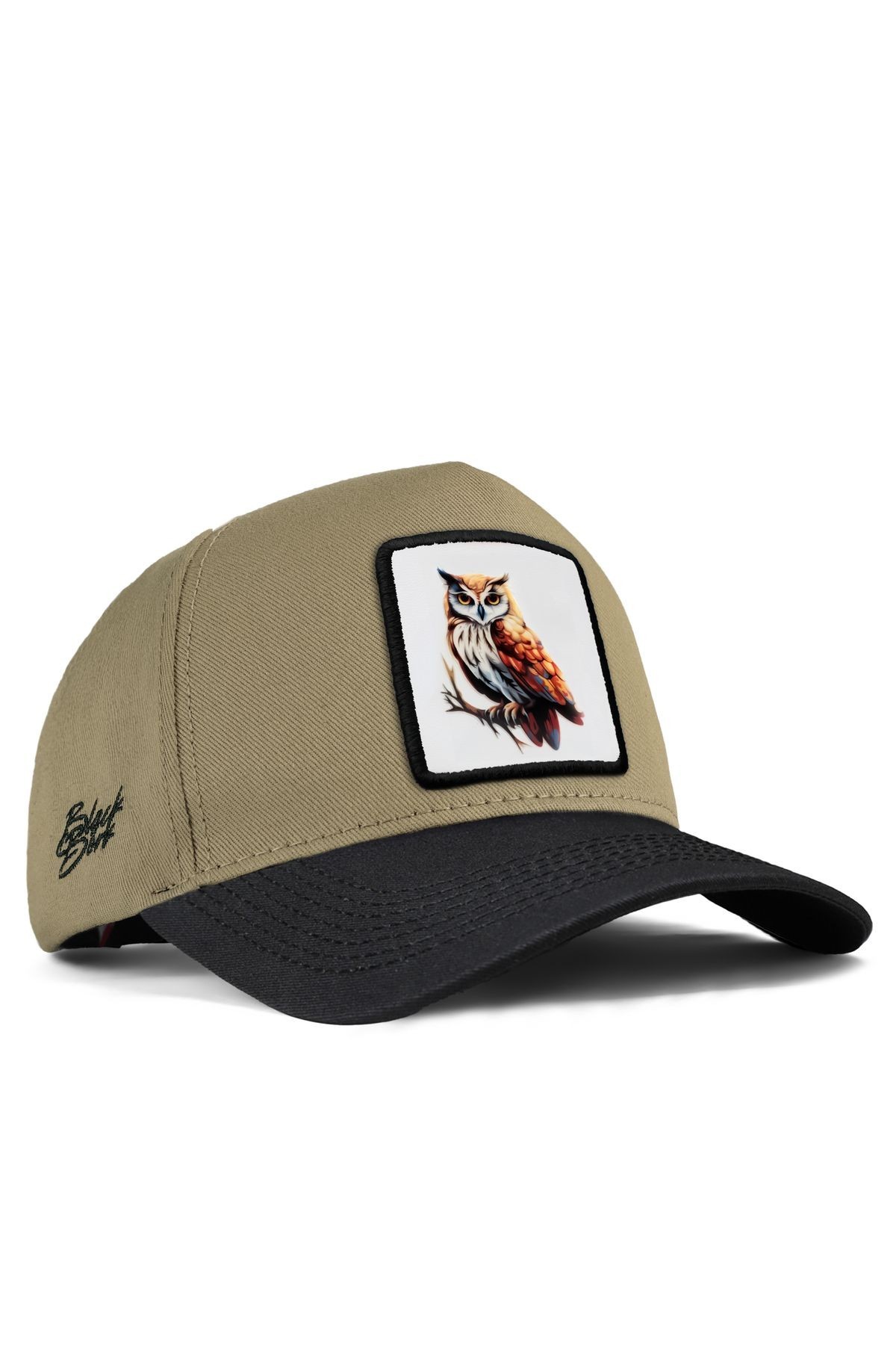 Gorra de beisbol negre-visó amb logo de mussol