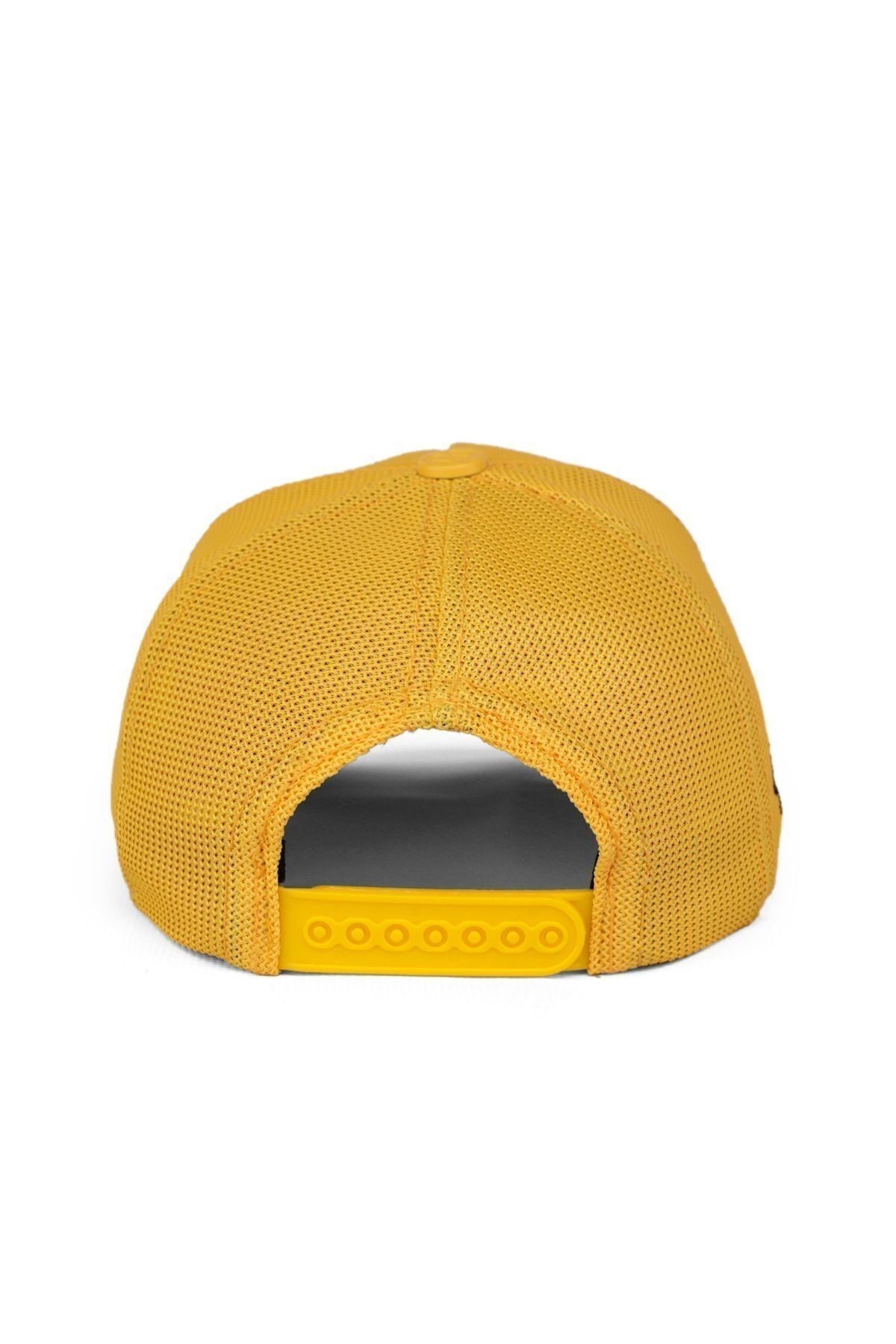 Gorra trucker infantil amarilla con logo de pollito