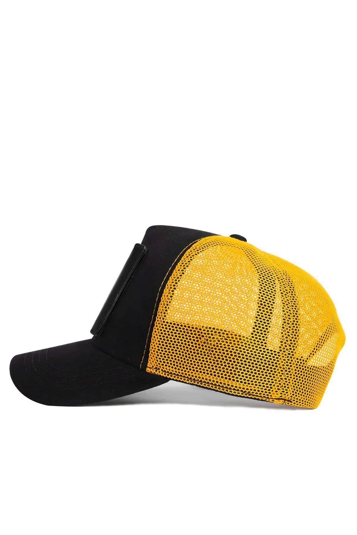 Gorra trucker negre-groc amb logo d'eriçó