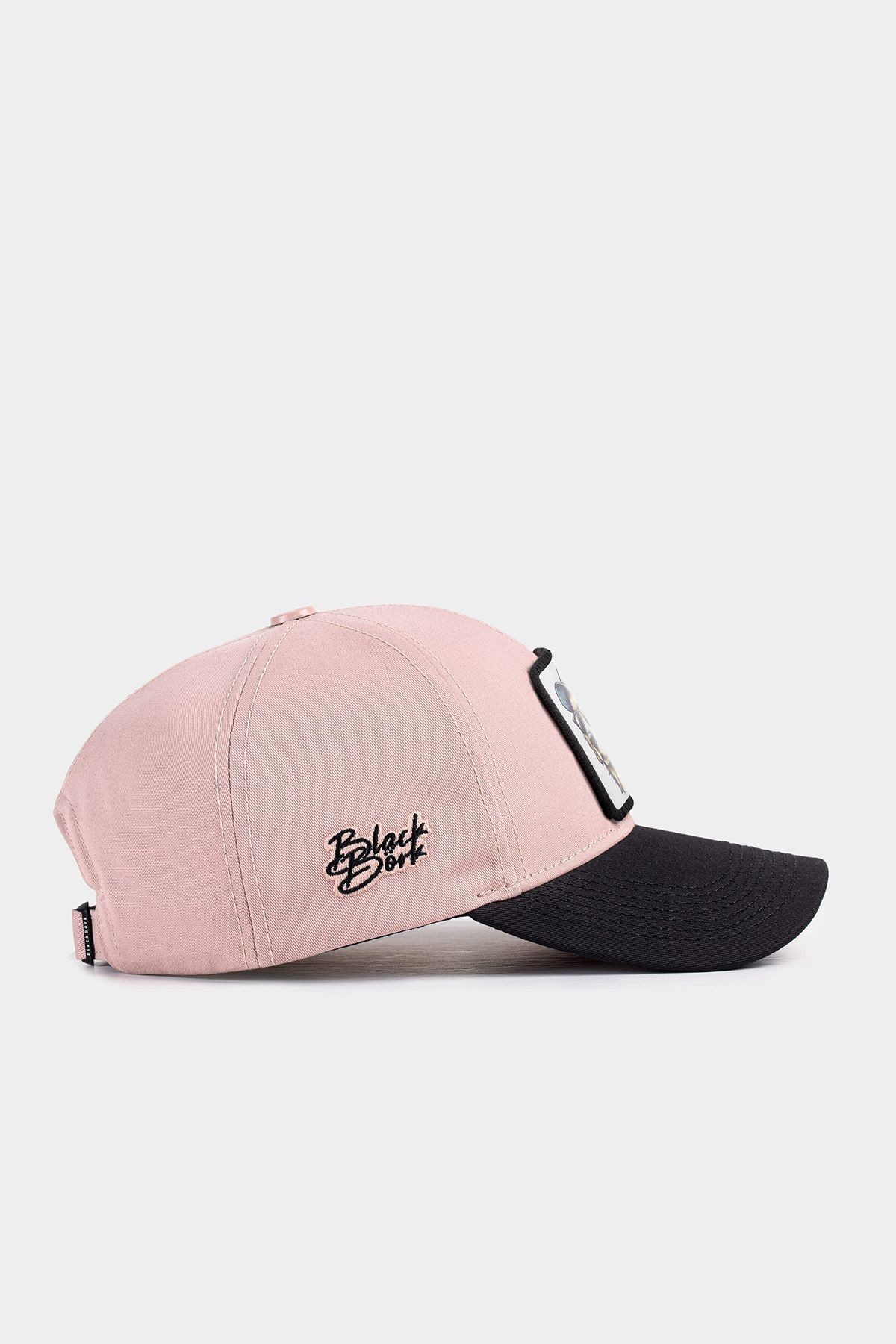 Gorra de béisbol negro-salmón Six con logo de perro